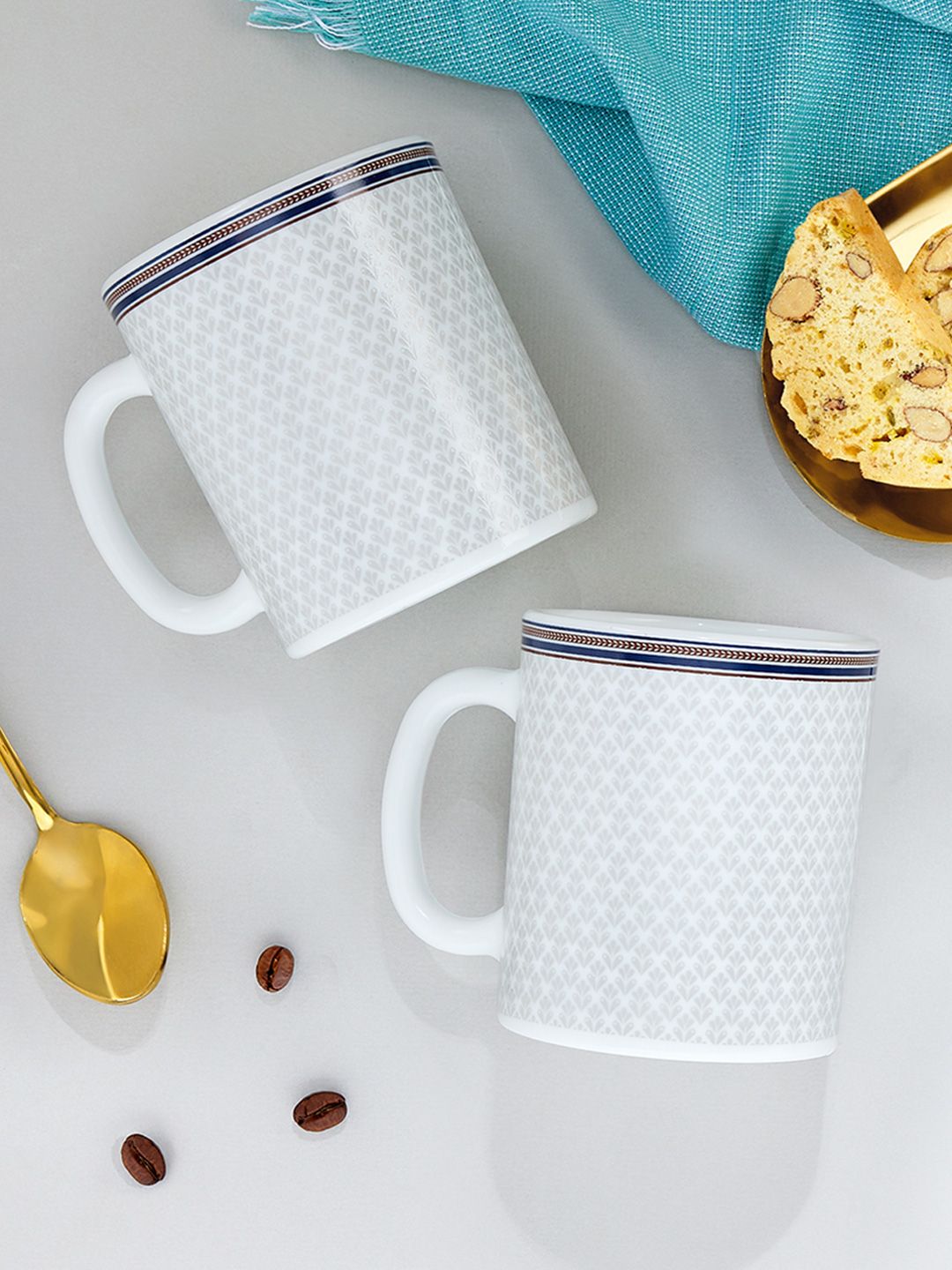 Larah by BOROSIL Premia Series Starlight White & Blue 2Pc Printed Opalware Mugs 320ml Each-picture-54