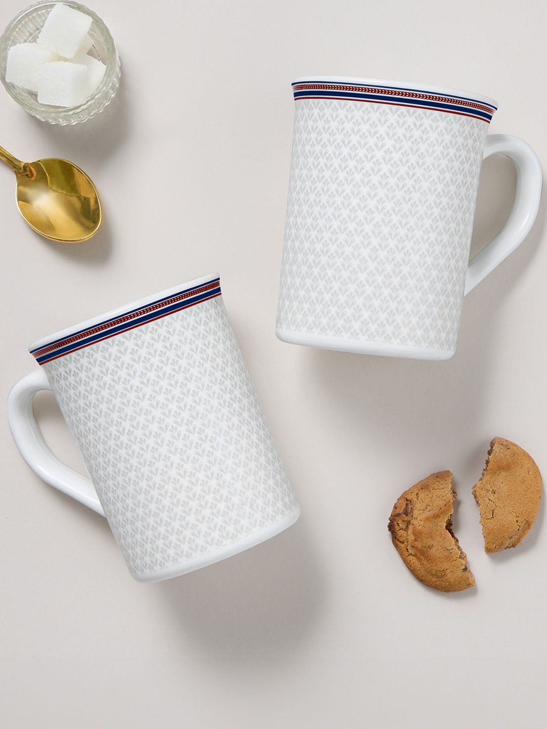 Larah by BOROSIL Premia Series Starlight White 2Pcs Printed Opalware Mugs 350ml Each-image-31