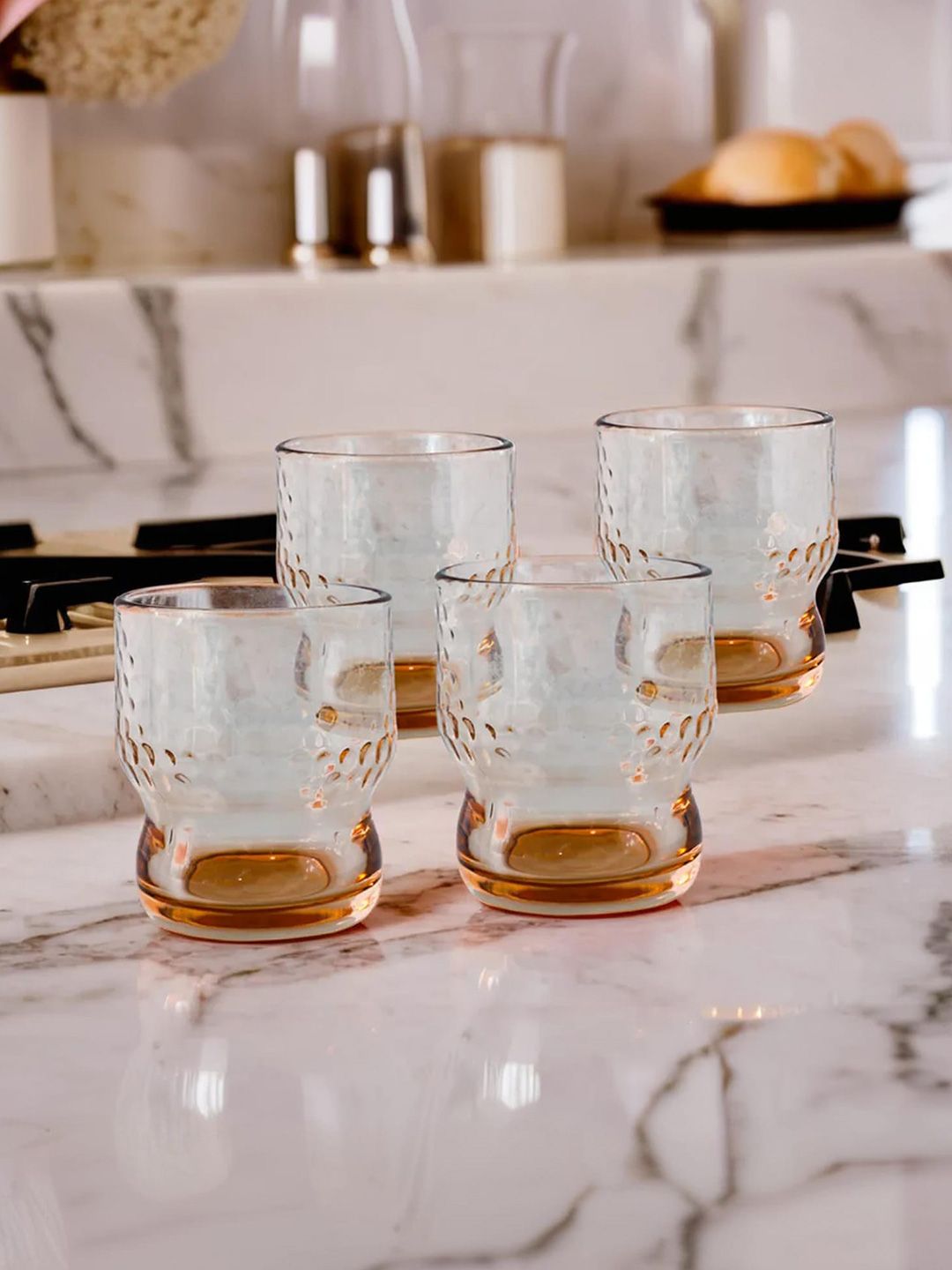 UMAI Transparent & Brown 4 Pieces Water Glasses - 300ml-image-15