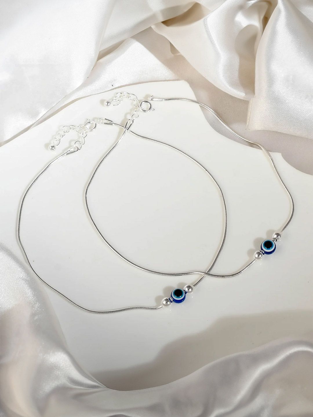 925 SILLER 925 Pure Silver Evil Eye Elegant Anklet-picture-46