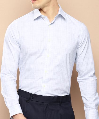 Buy INVICTUS Signature Slim Fit Checked Pure Cotton Formal Shirt ...