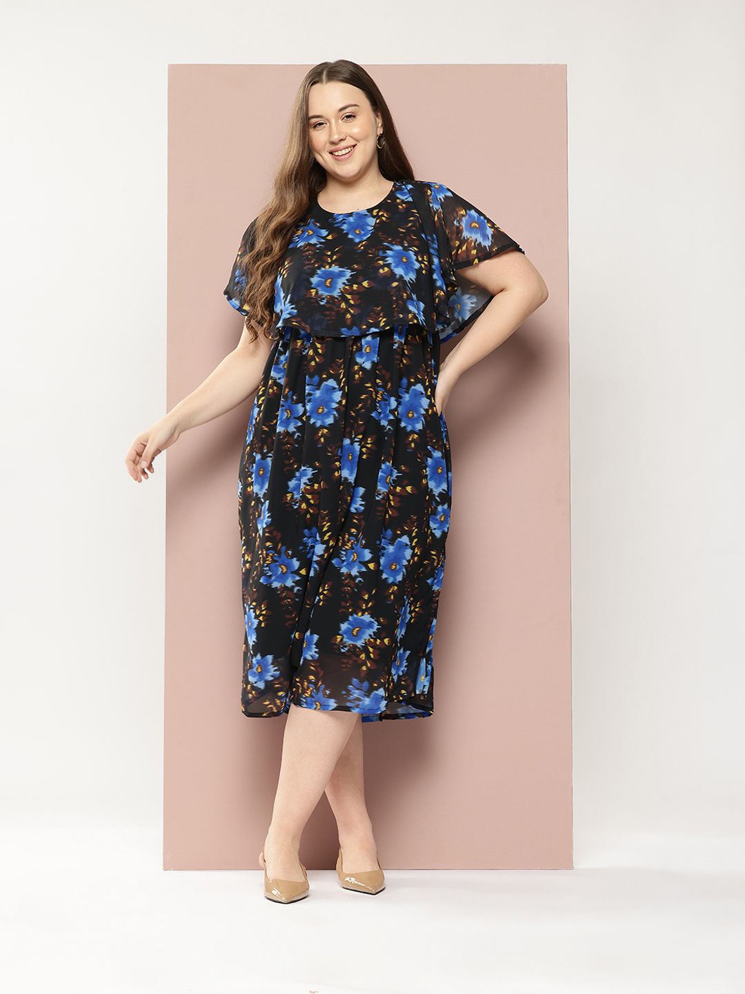Sztori Plus Size Floral Print Layered Midi Dress-picture-31
