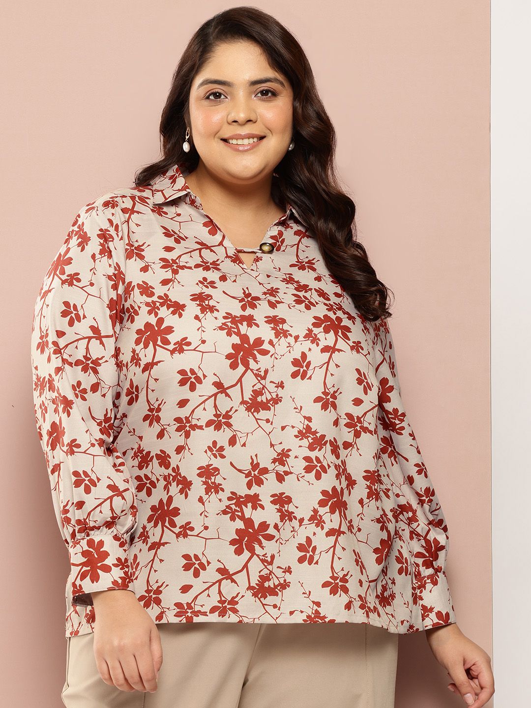 Sztori Plus Size Floral Shirt Style Top-picture-32