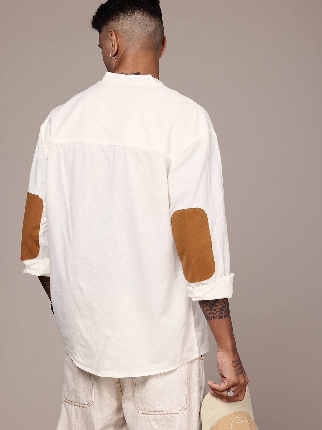 The Roadster Life Co. Relaxed Fit Band Collar Pure Cotton Casual Shirt