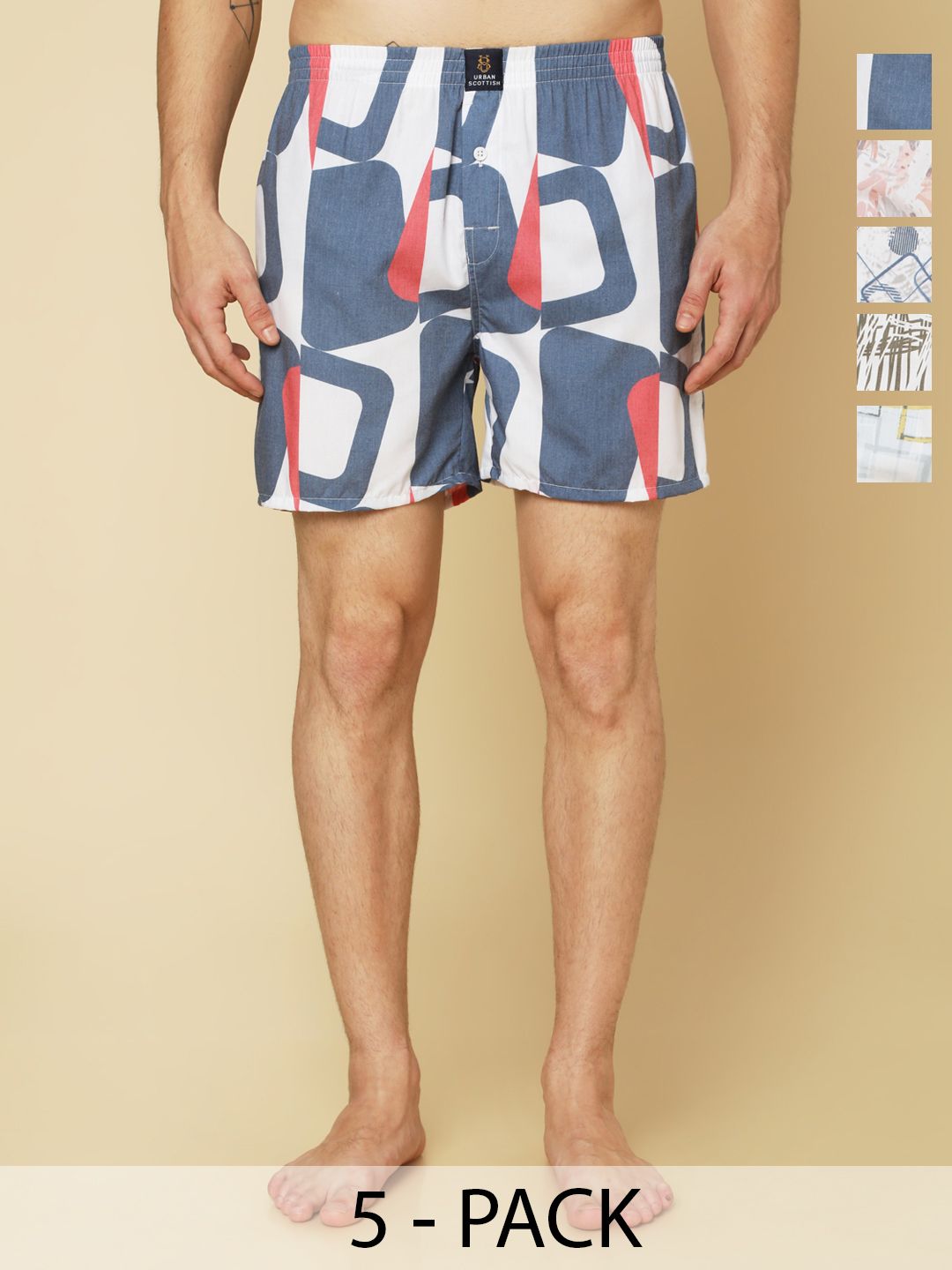 URBAN SCOTTISH Pack Of 5 Printed Boxers USBX504-S-picture-44
