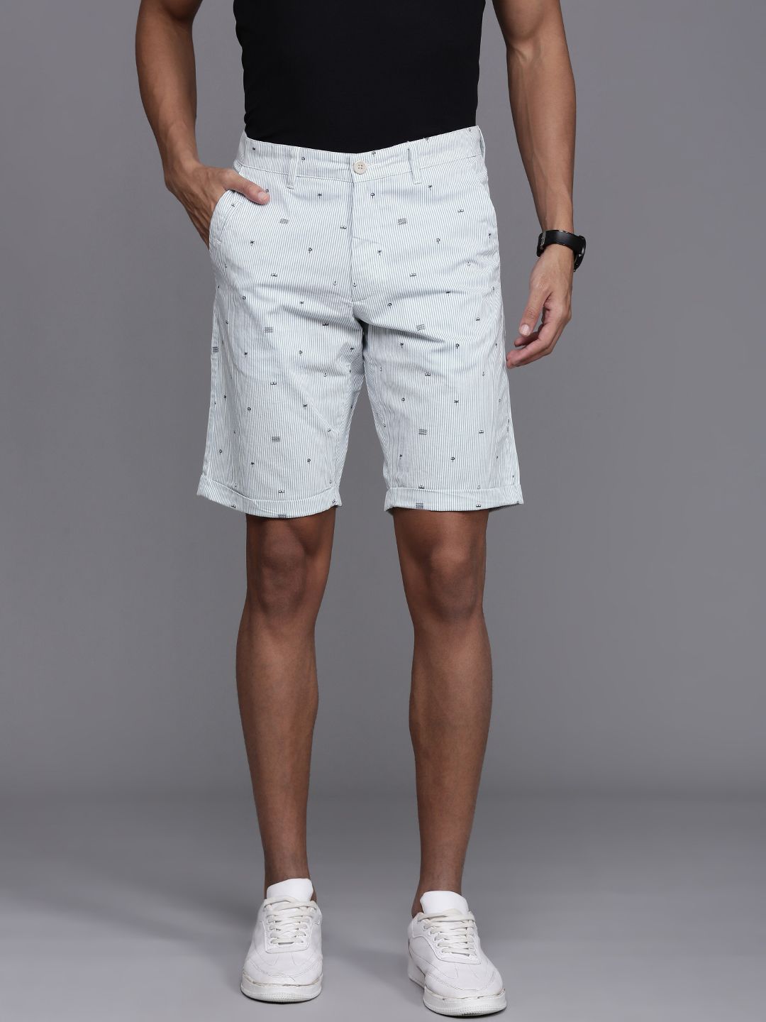 Louis Philippe Sport Men Conversational Printed Slim Fit Shorts-picture-25