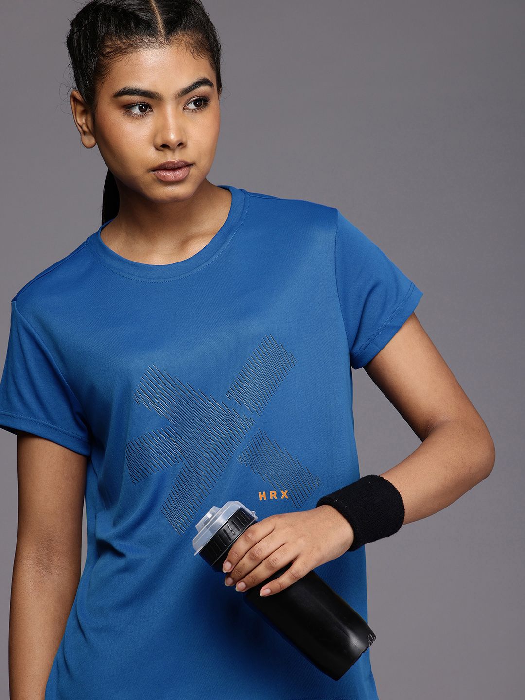 HRX by Hrithik Roshan Brand Logo Printed Rapid-Dry Training T-shirt-picture-18