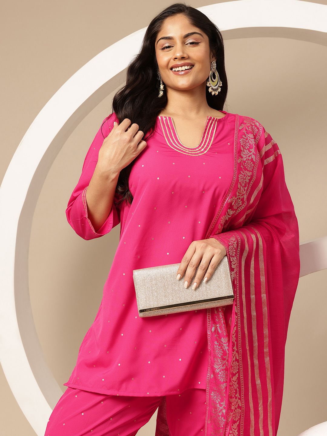 Sztori Plus Size Printed Gotta Patti Kurti with Sharara & Dupatta-picture-29