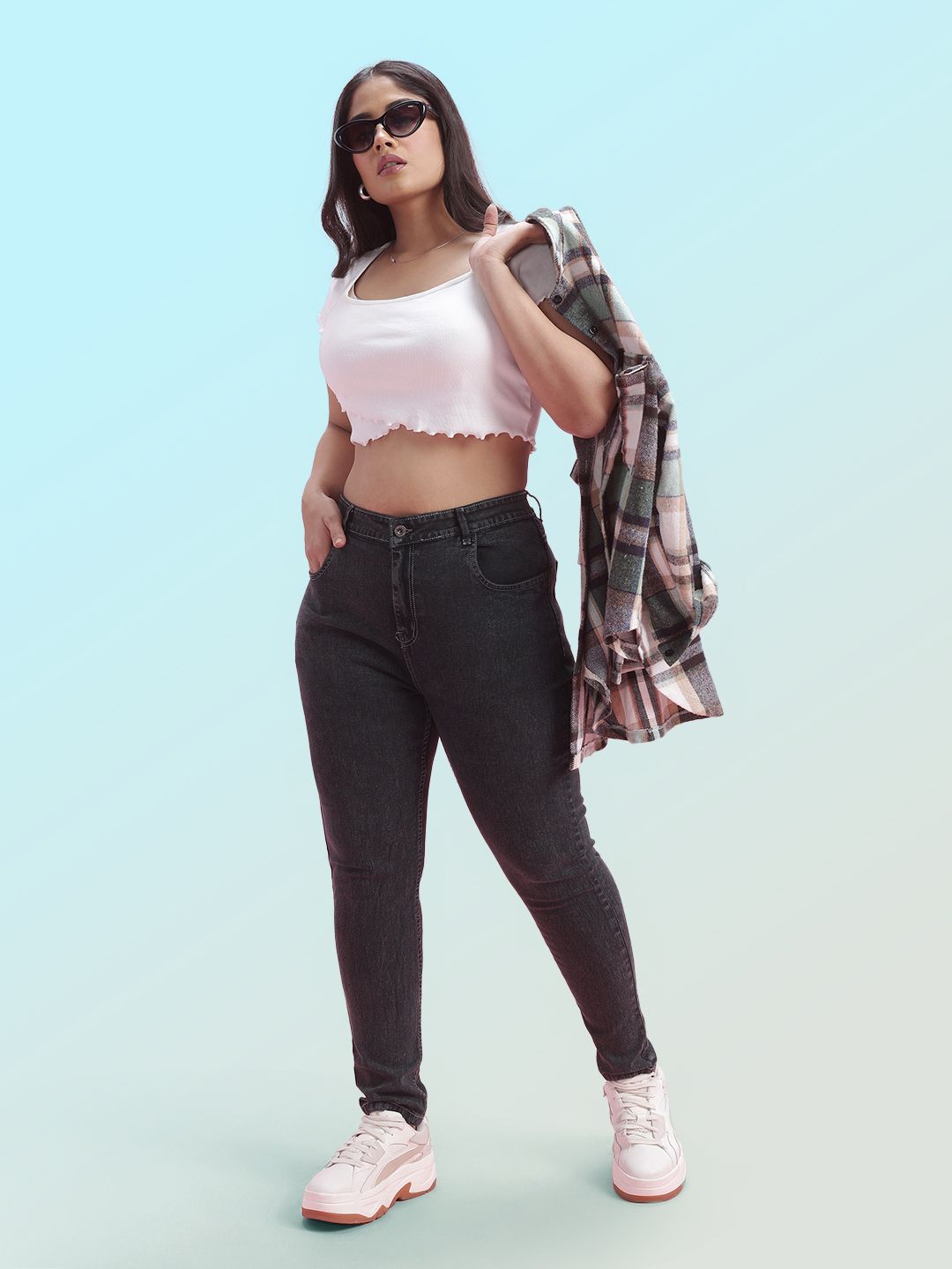 DressBerry Curve Women Plus Size Skinny Fit High-Rise Stretchable Jeans