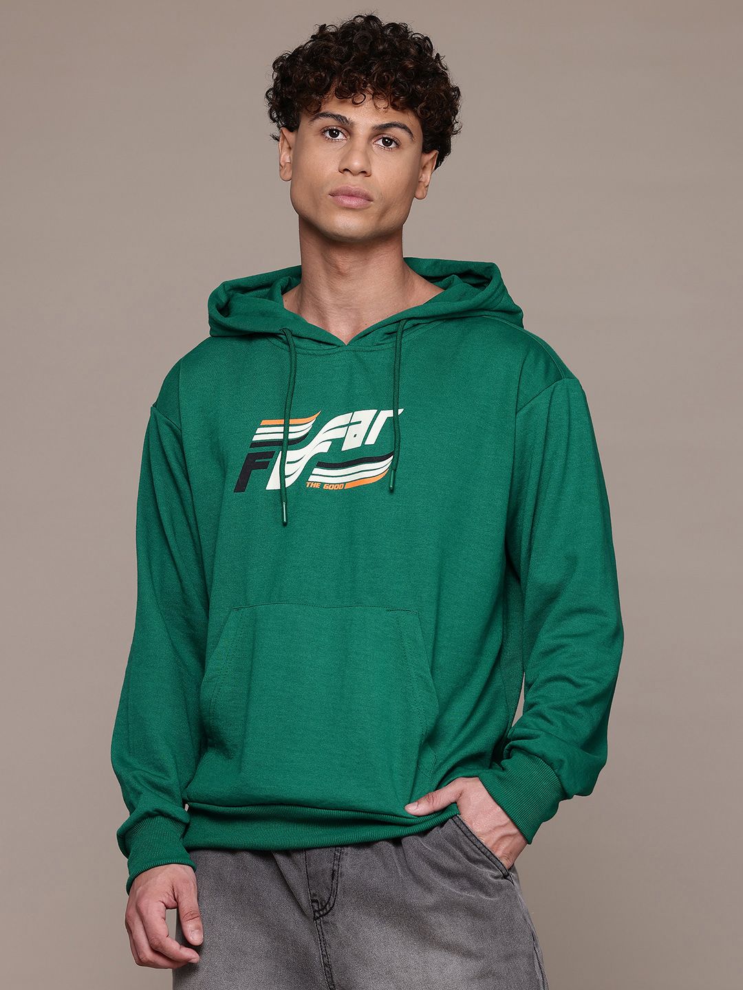 The Roadster Lifestyle Co. Brand-Logo Print Oversize Hooded Sweatshirt-picture-19