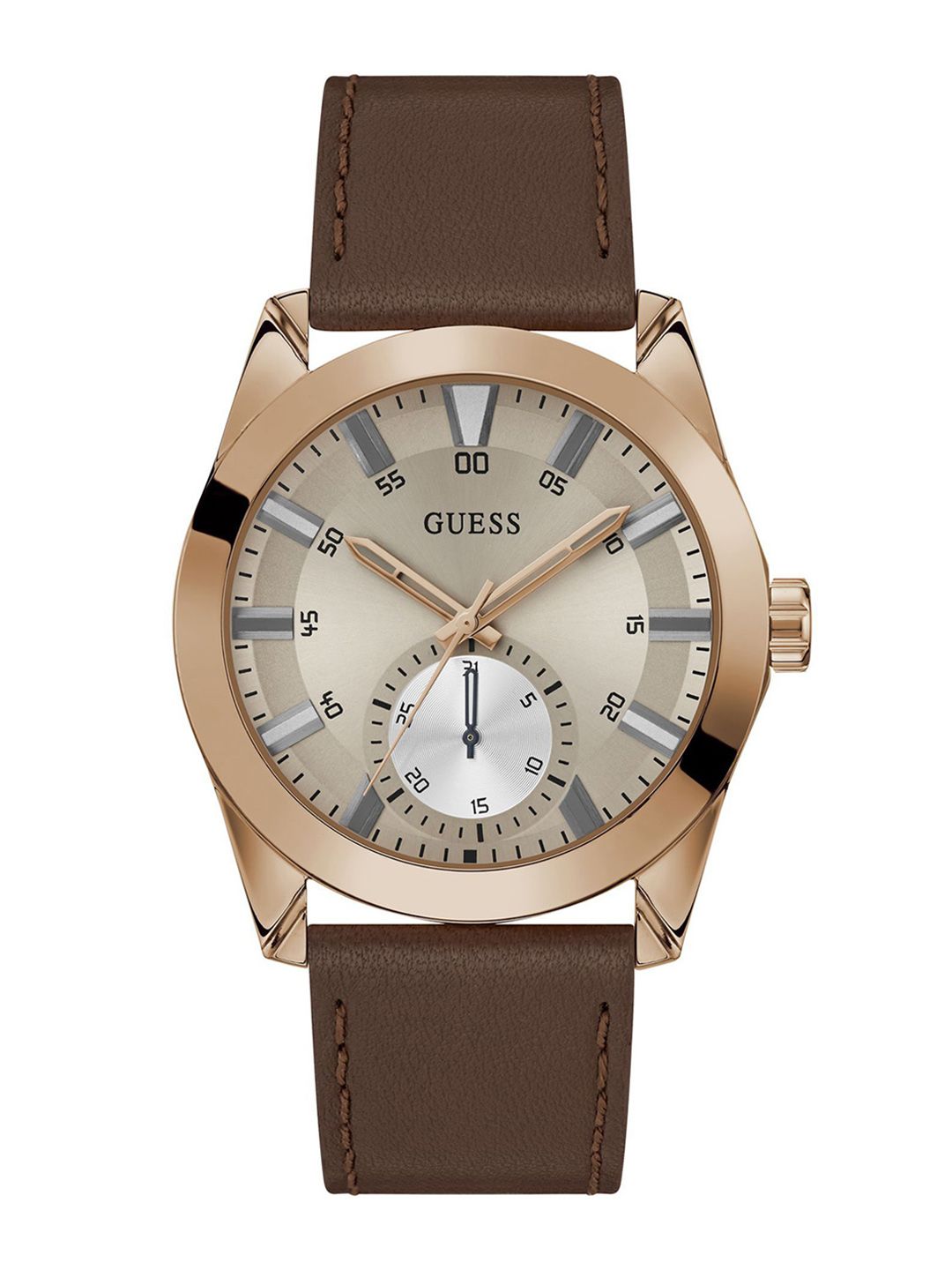 GUESS Men Dial & Leather Textured Straps Analogue Watch GW0793G3-picture-42