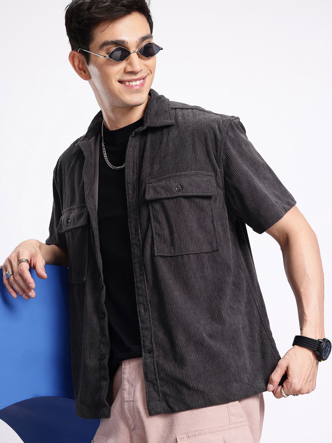 Aeropostale Spread Collar Corduroy Casual Shirt-picture-34