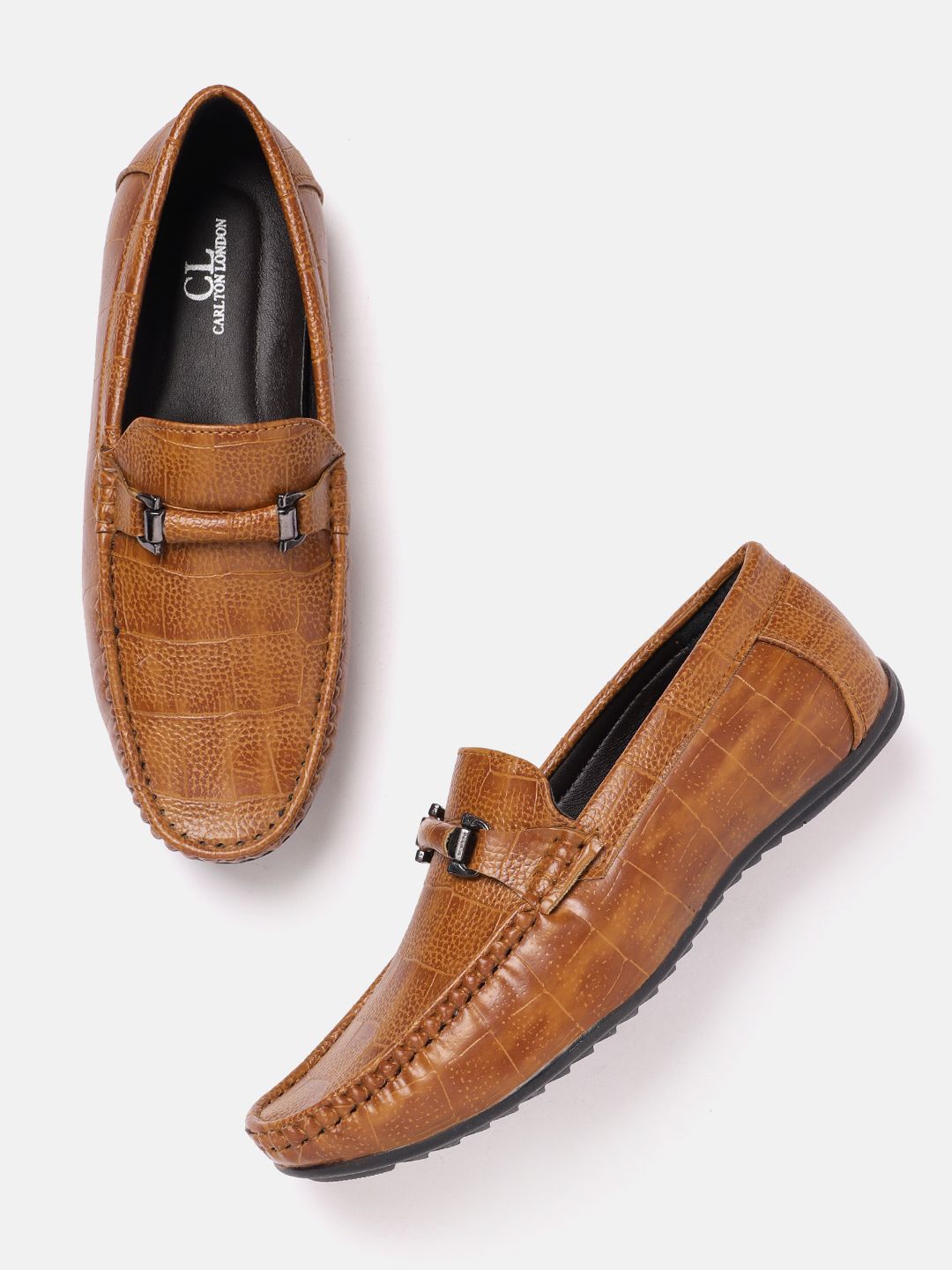 Carlton London Men Textured Horsebit Loafers-picture-29