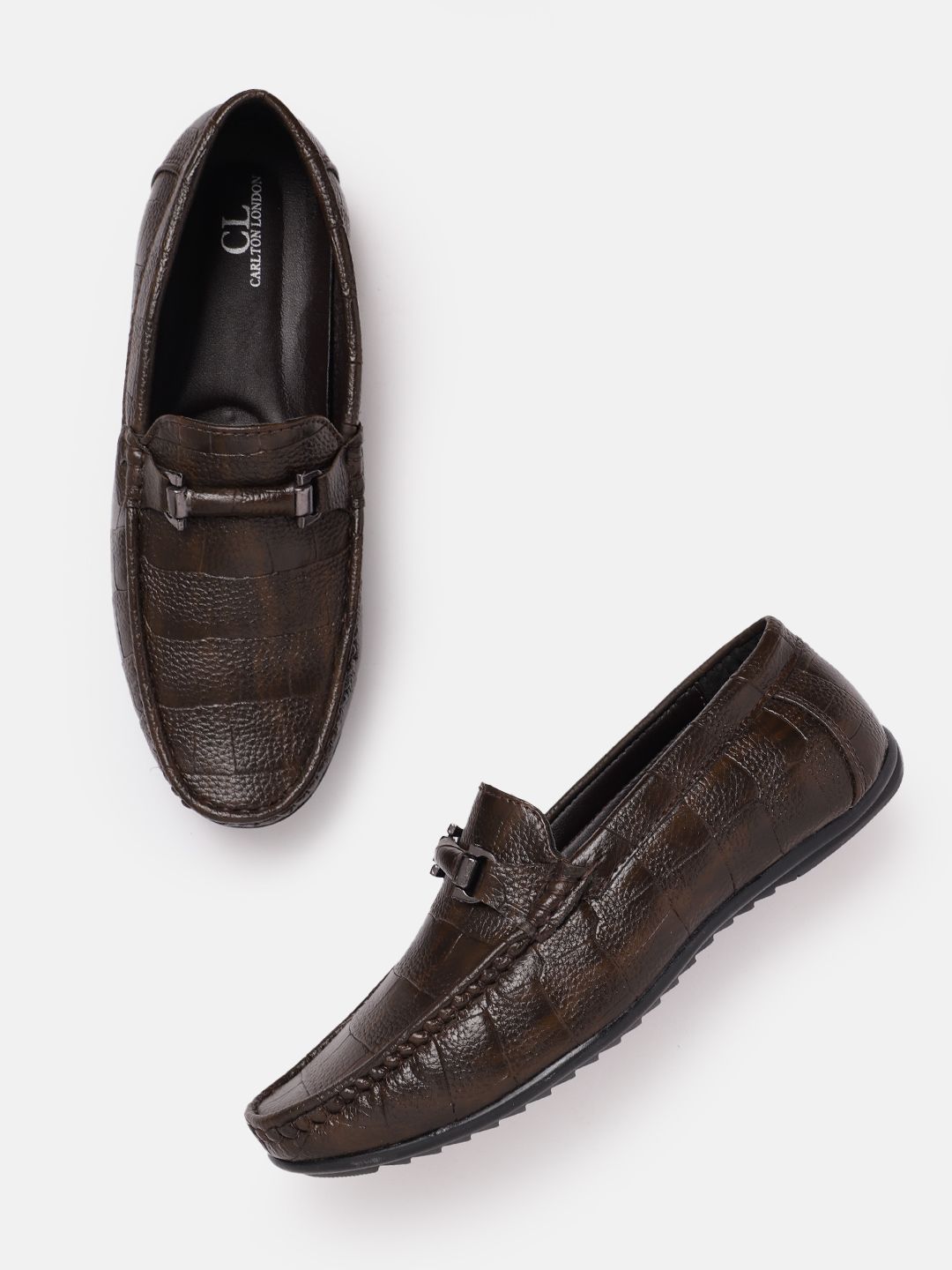 Carlton London Men Textured Horsebit Loafers-picture-28