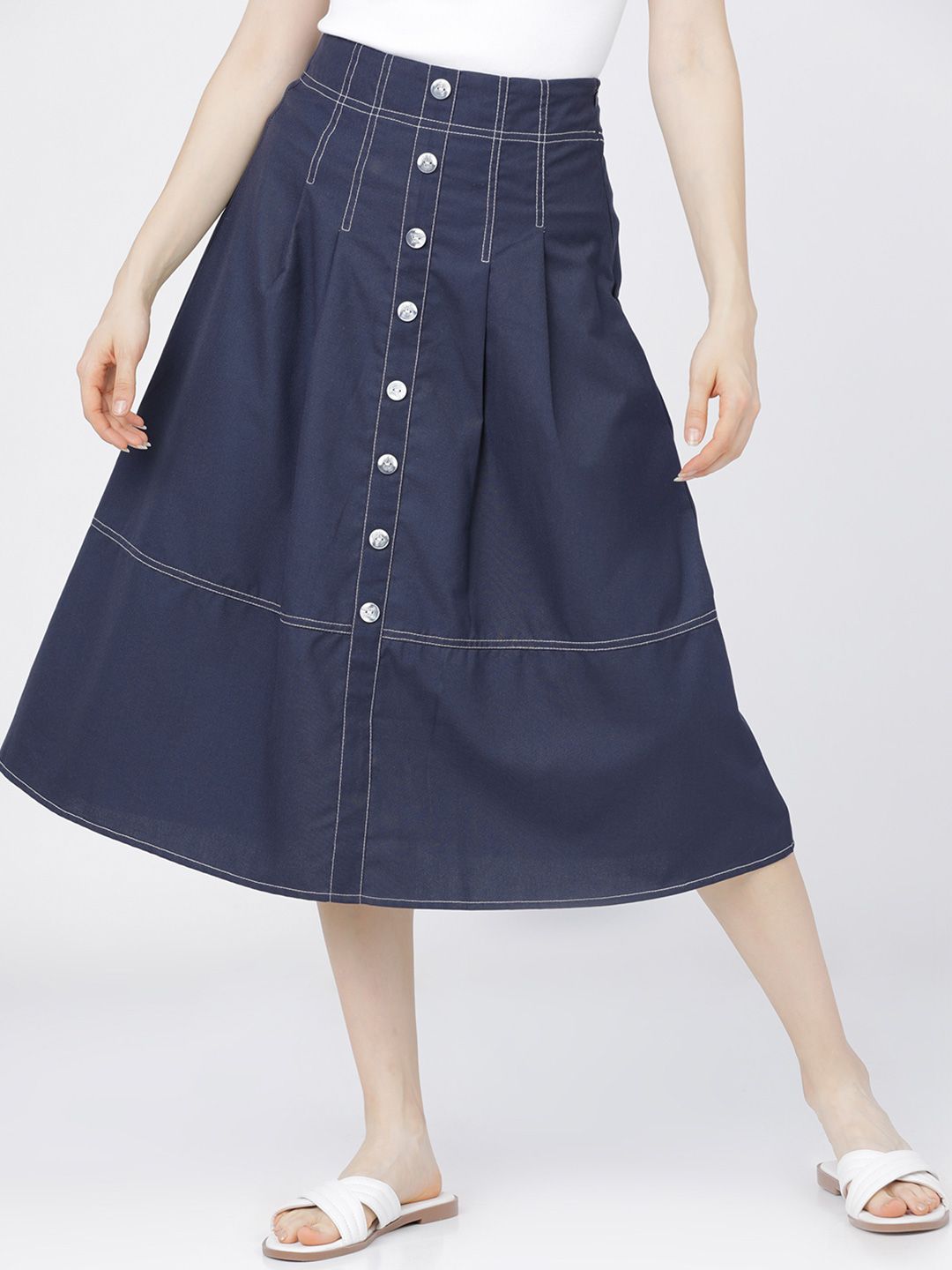 Tokyo Talkies Women Pleated A-Line Midi Skirts-picture-26