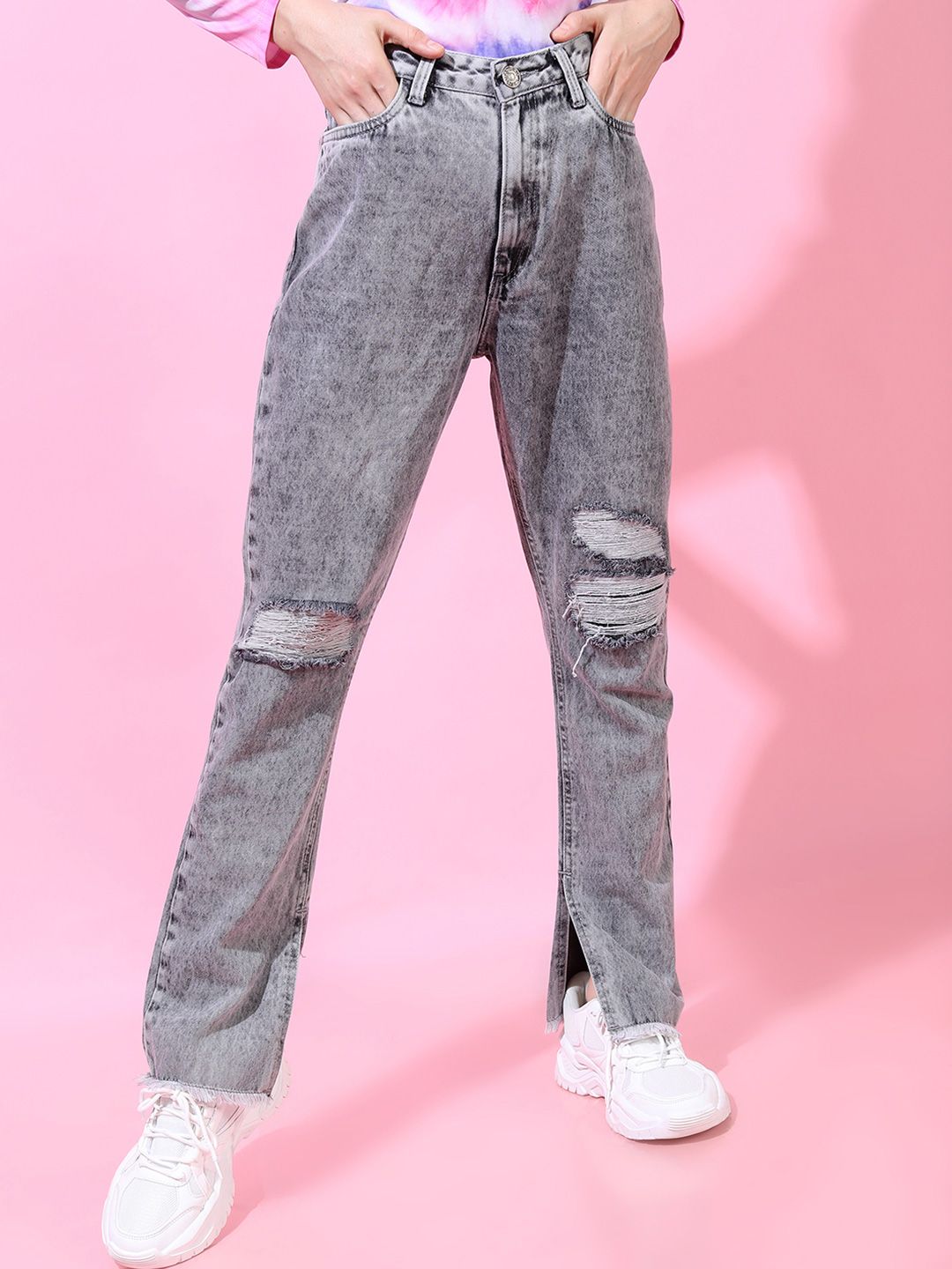 Tokyo Talkies Women Straight Fit Highly Distressed Heavy Fade Jeans-image-35