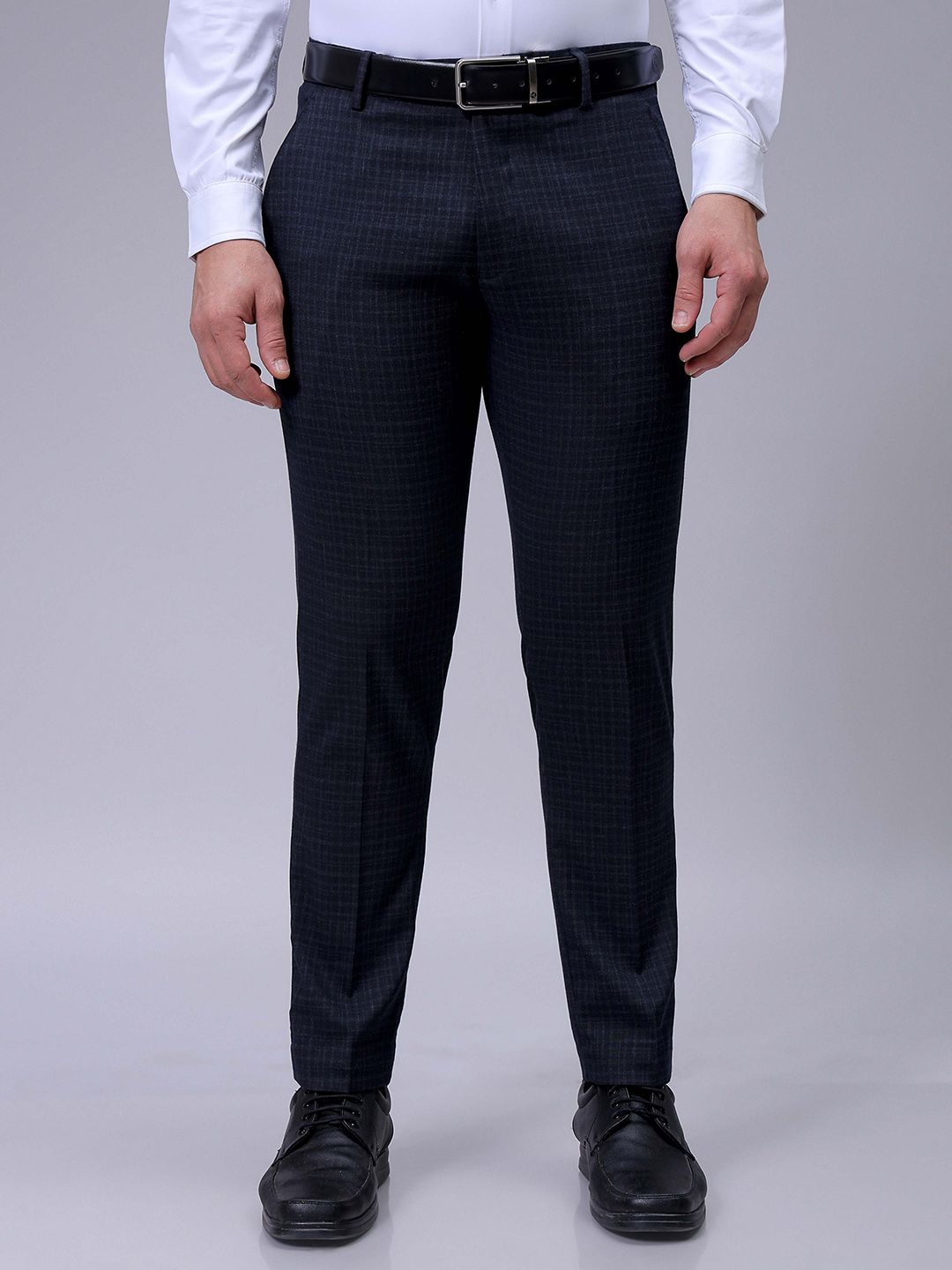 The Indian Garage Co. X Luxe Men Checked Slim Fit Formal Trousers-picture-50