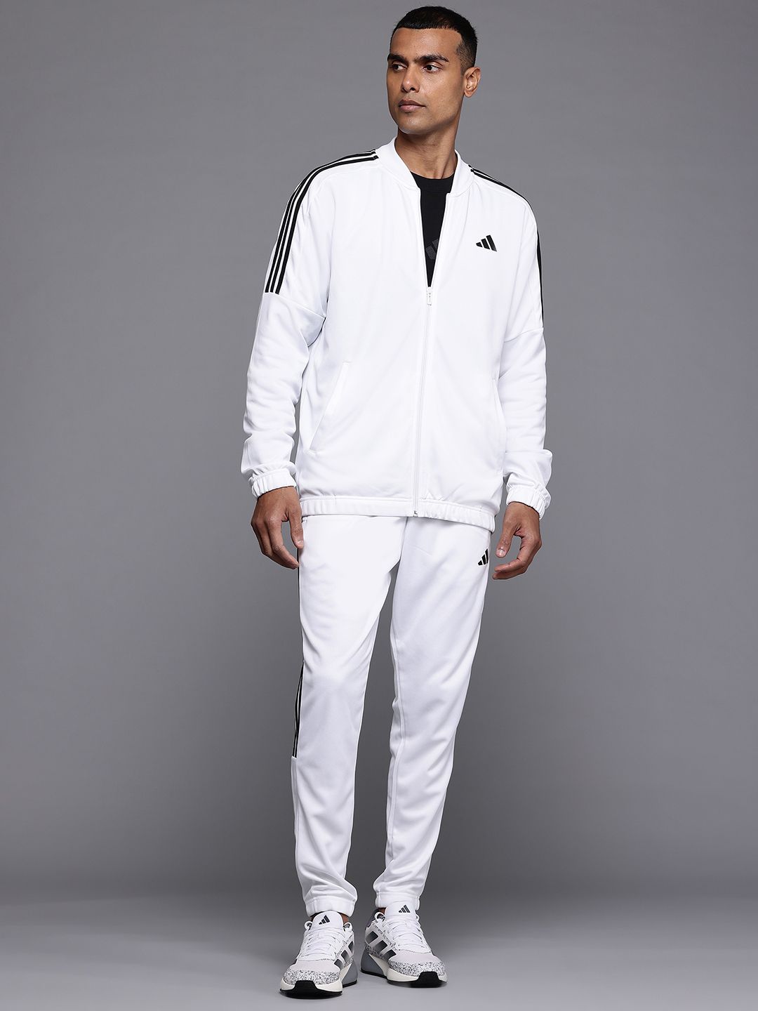 ADIDAS Striped Detail Drop-Shoulder Sleeves 3S Plain Jacket with Joggers-picture-10