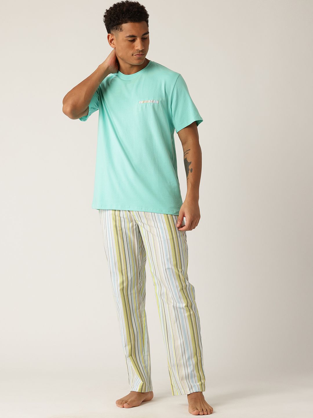 ETC Men Striped Pure Cotton Night Suit-picture-16