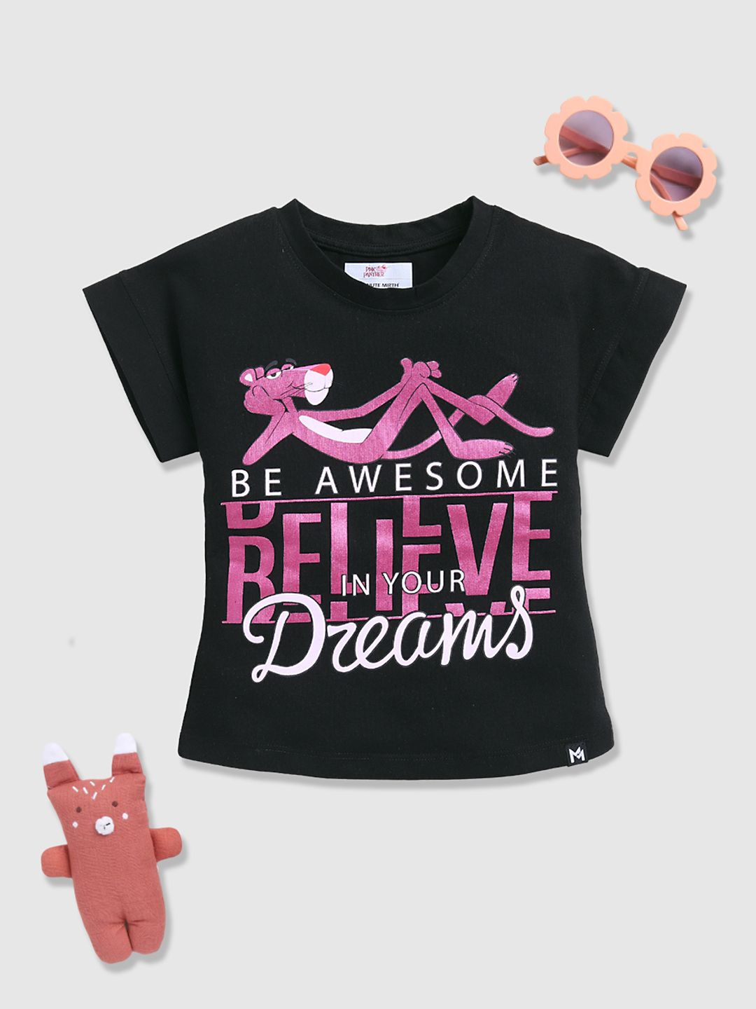 YK X Minute Mirth Pink Panther Print Extended Sleeves Sheen Cotton Top-picture-12