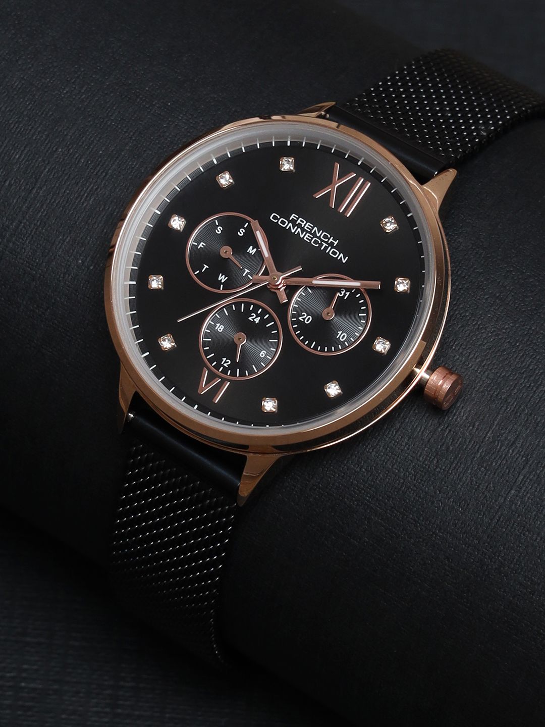 French Connection Women Embellished Dial & Stainless Steel Bracelet Style Straps Analogue Multi Function Watch-picture-39