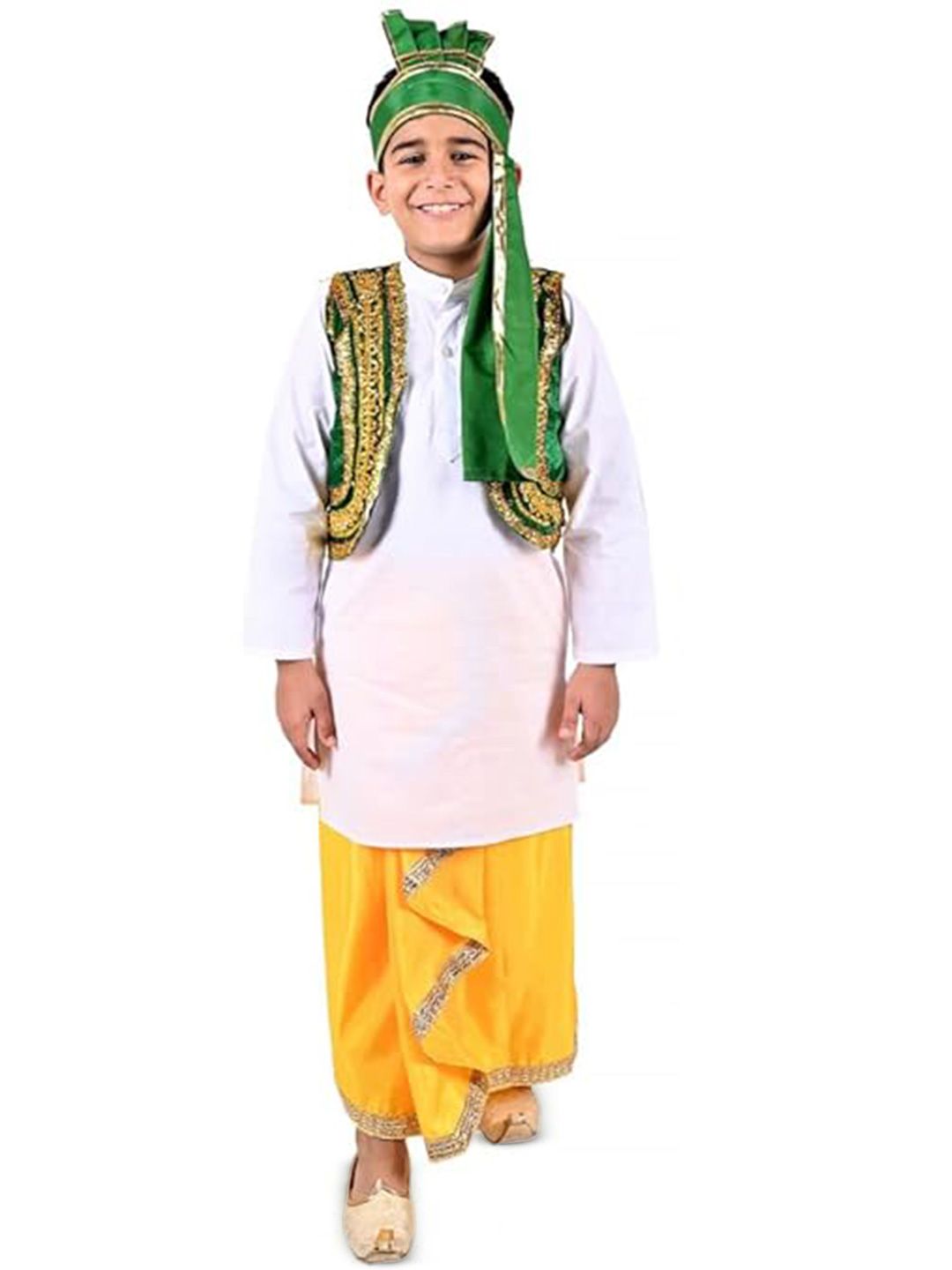 itsmycostume Boys Kurta With Dhoti , Jacket & Cap Punjabi Folk Dance Costume-picture-13