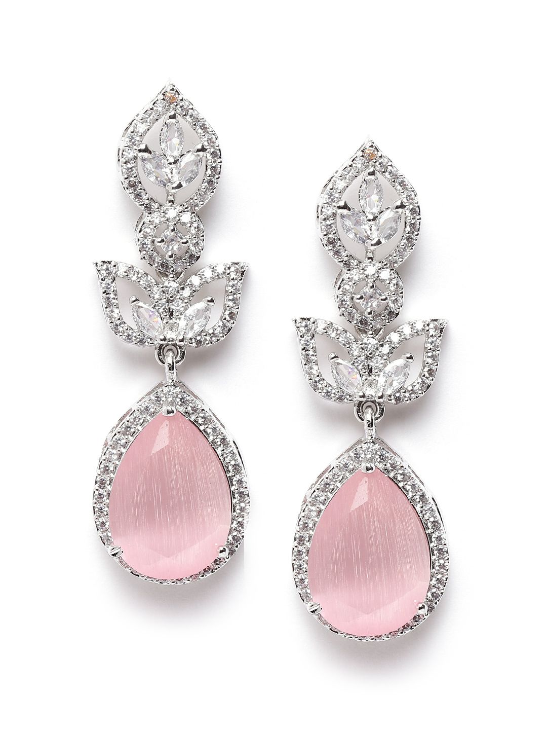 StileAdda Silver-Plated Teardrop Shaped Drop Earrings-image-38