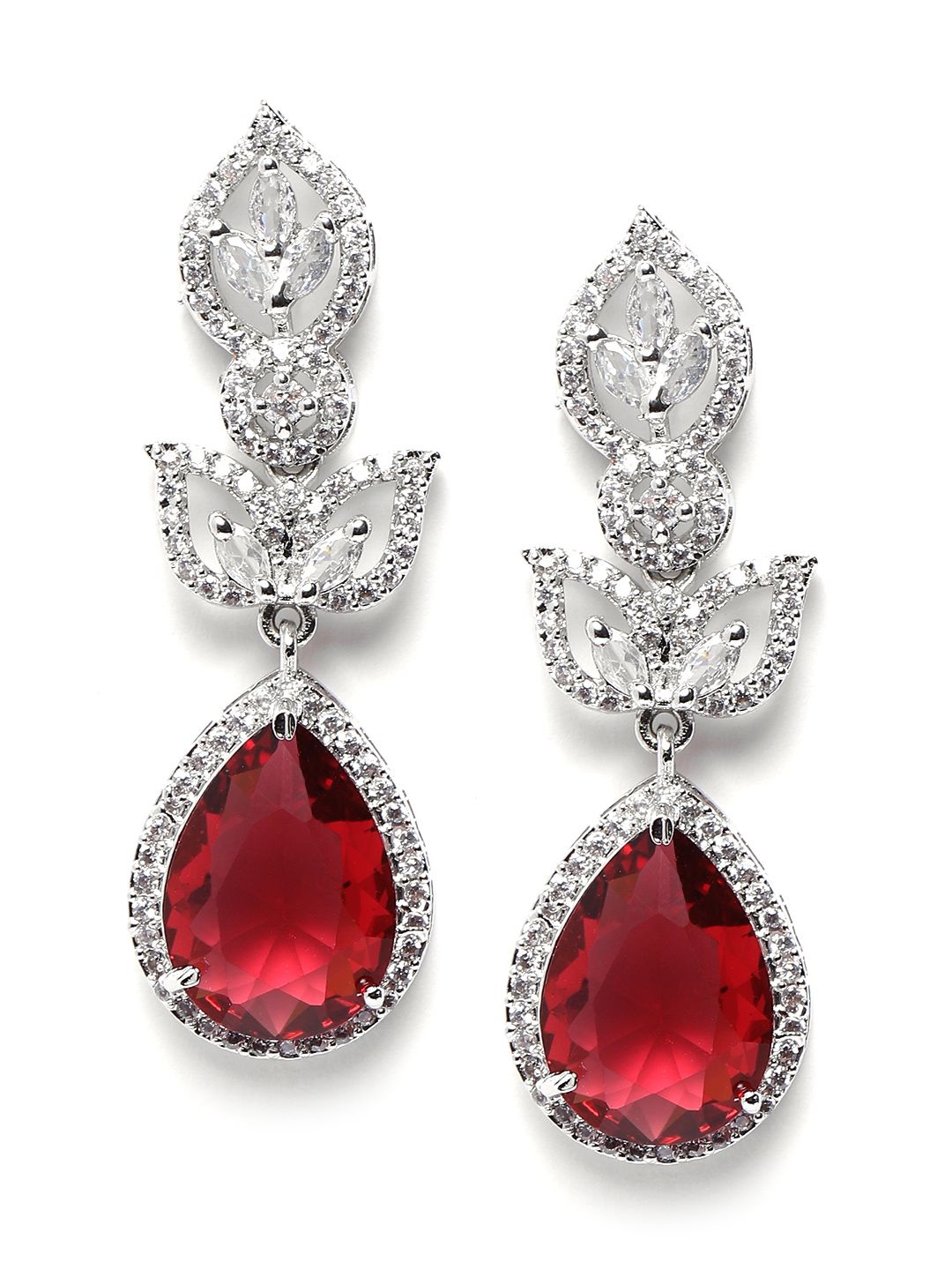StileAdda Silver-Plated Tear Drop Shaped Drop Earrings-picture-22