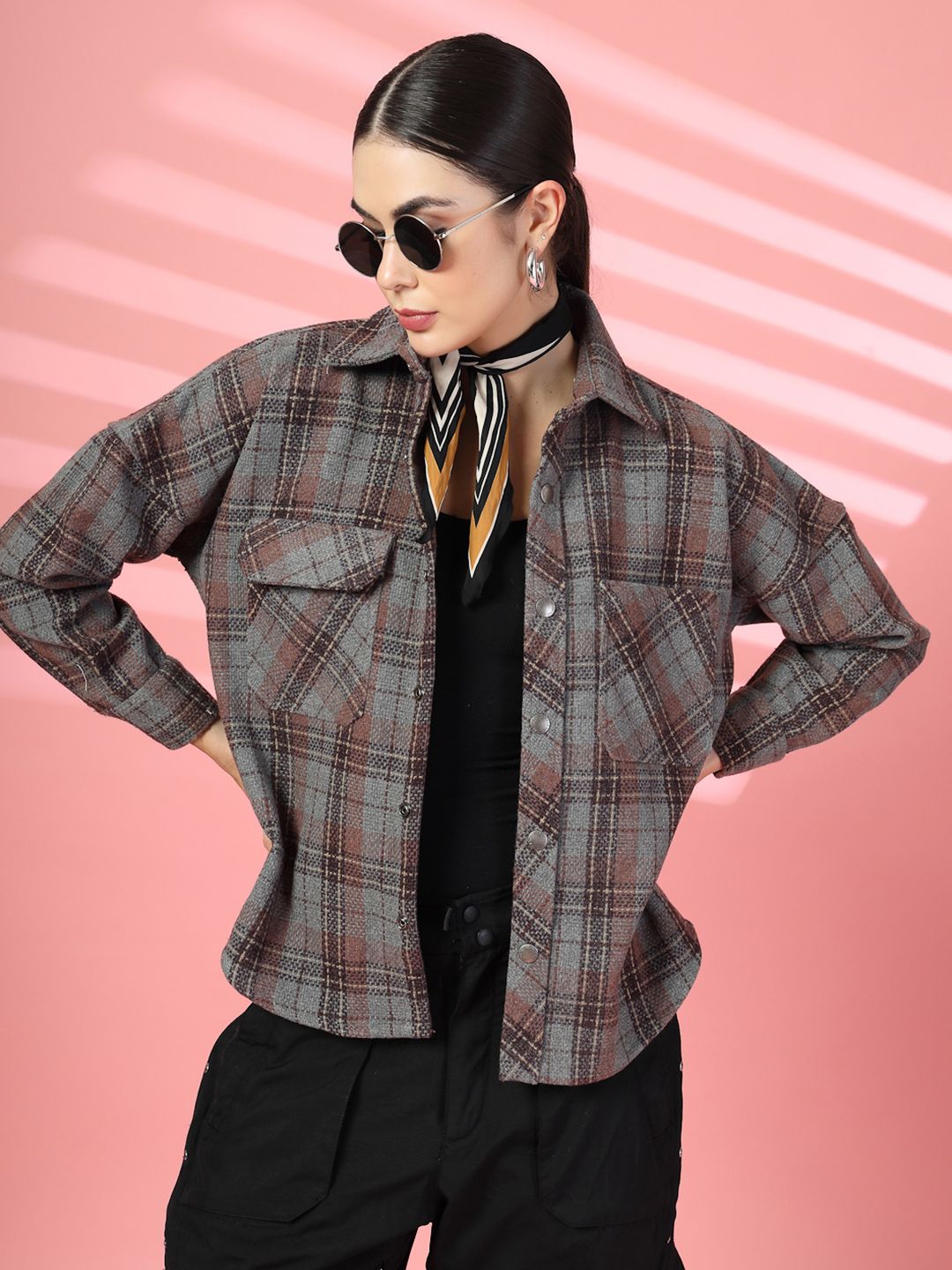 CHKOKKO Checked Woolen Shacket-picture-50
