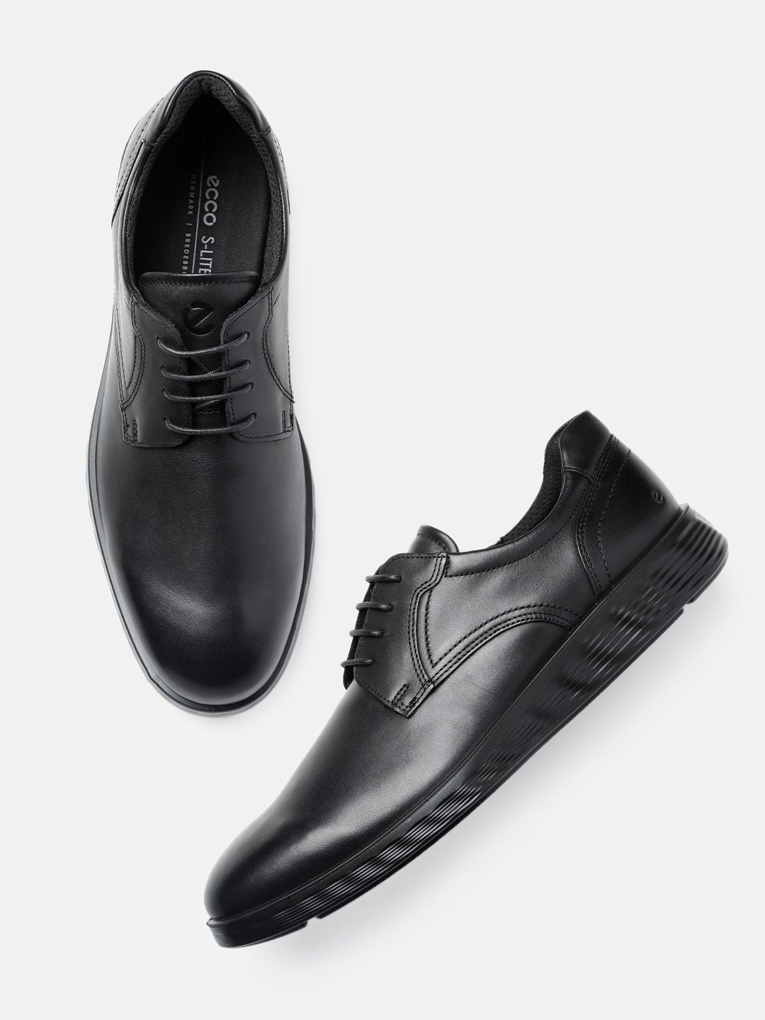 ECCO Men S Lite Hybrid Black Leather Derby Shoes-picture-38