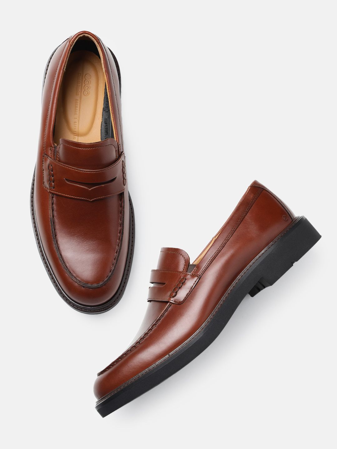 ECCO Men Metropole London Cognac Leather Penny Loafers-picture-52