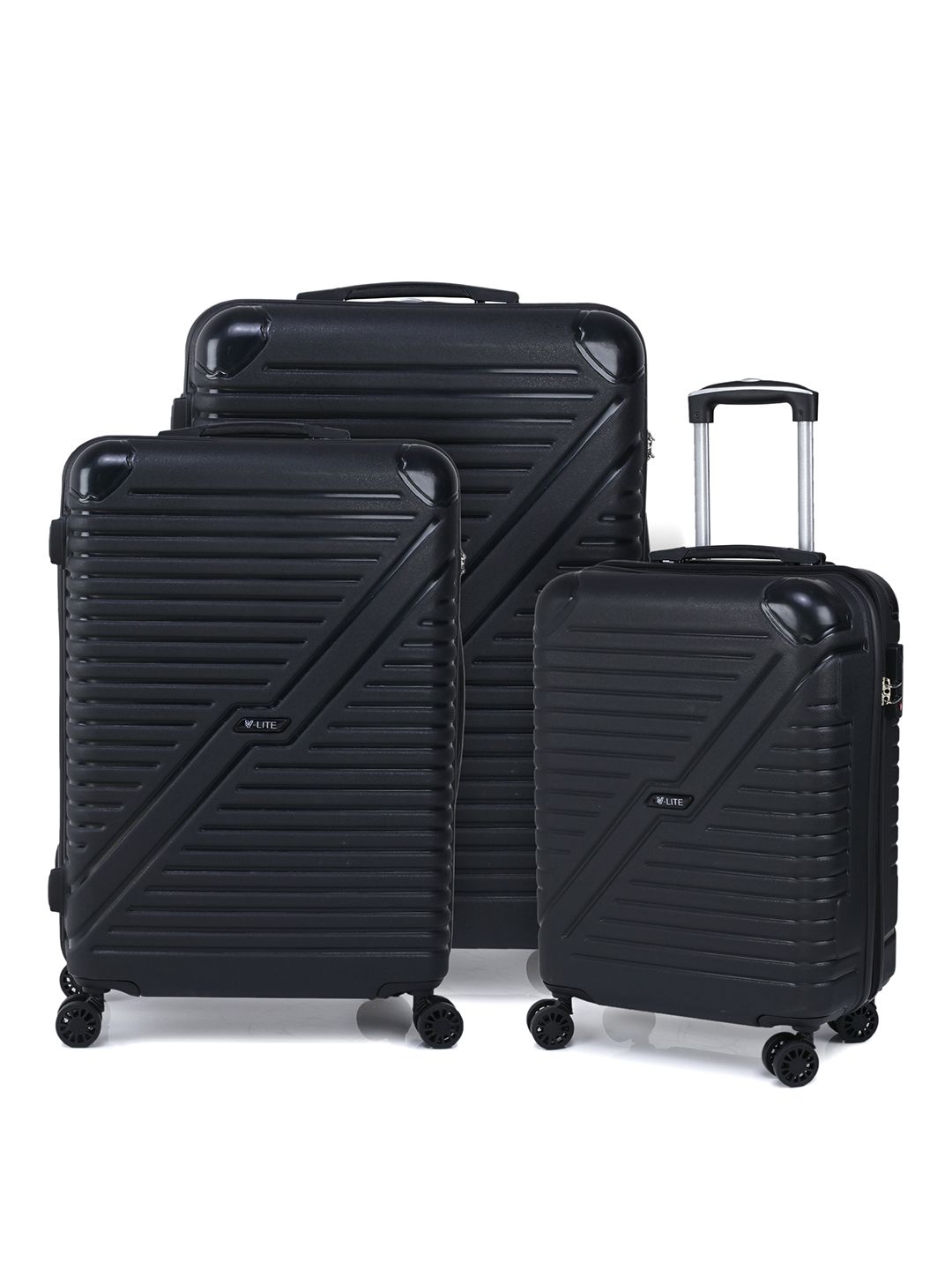 V By Verage Horizon Set Of 3 Black Hardsided Luggage Trolley Bag-picture-50