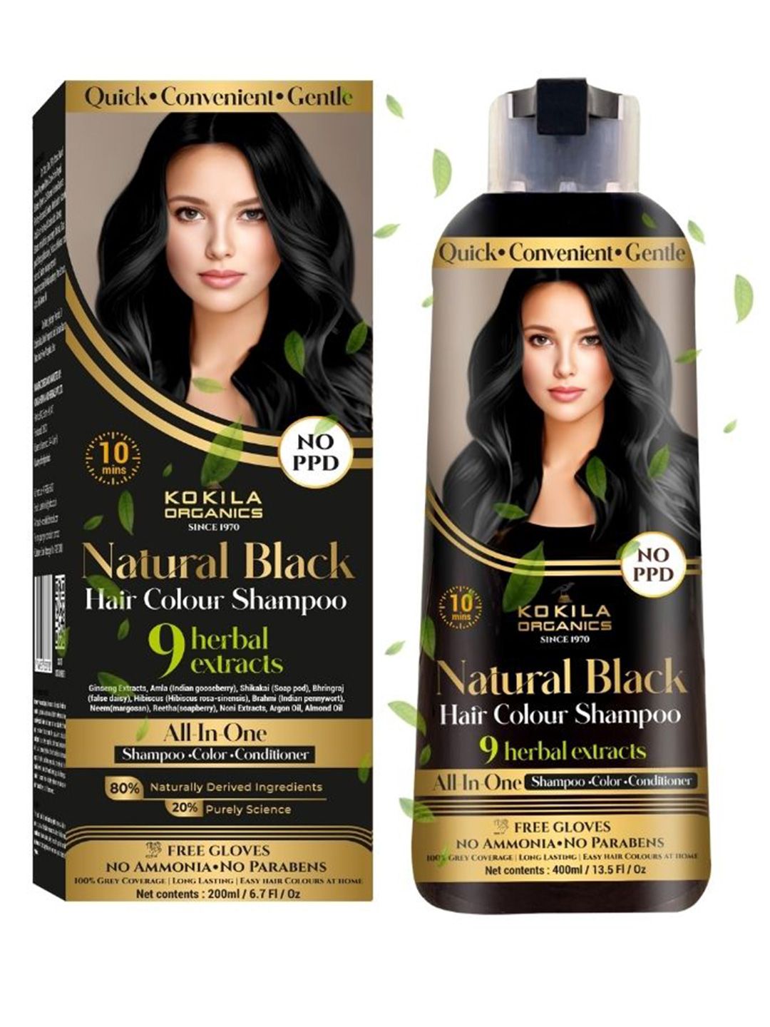 KOKILA Hair Color Shampoo 400 ml Natural Black