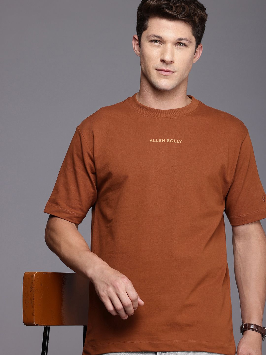 Allen Solly Solid Pure Cotton Casual T-shirt-picture-10