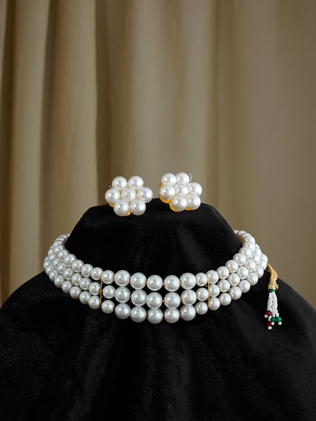ATIBELLE Gold-Plated Stones-Studded & Beaded Jewellery Set