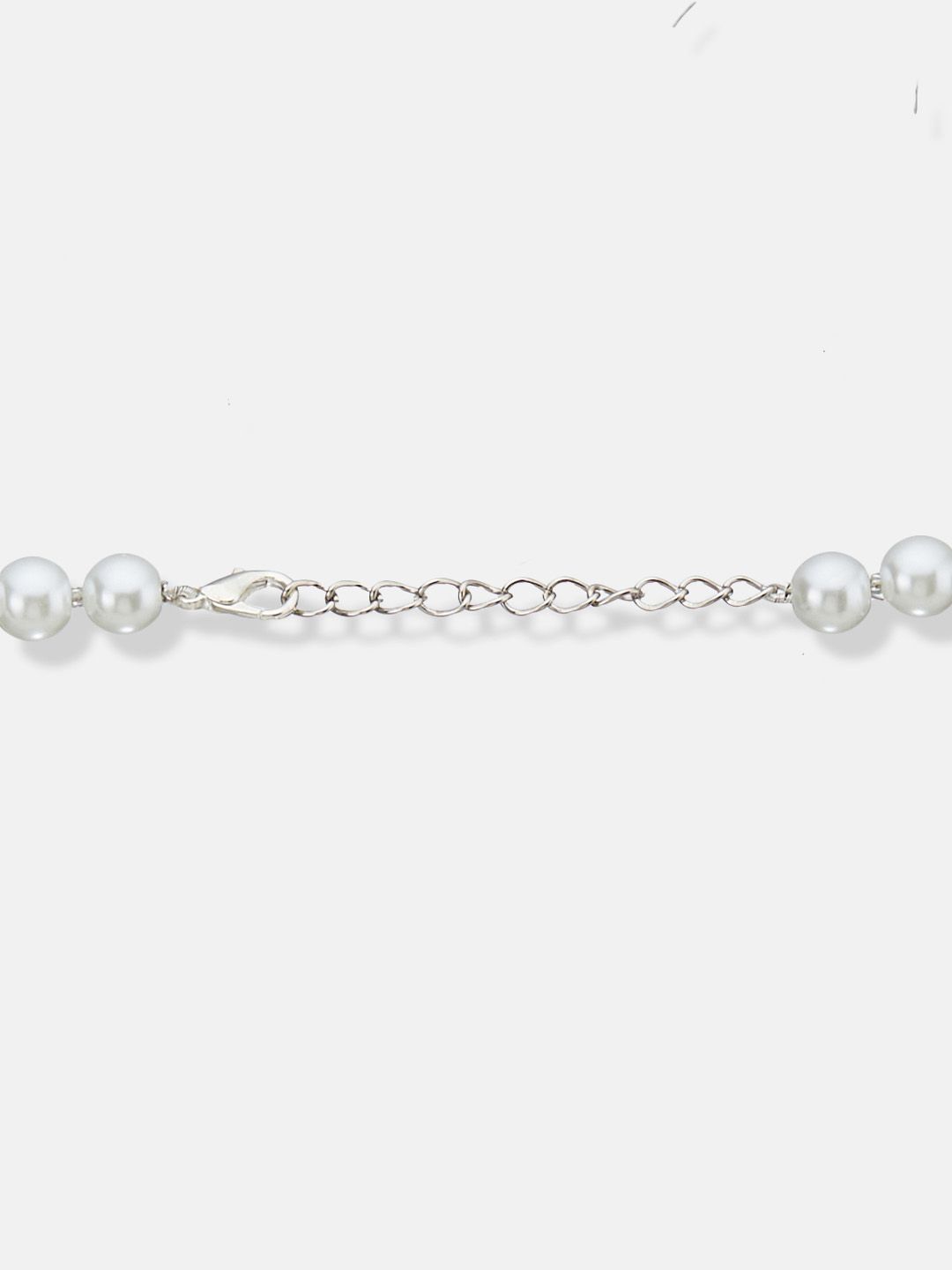 ATIBELLE Silver Plated Stone Studded & Beaded Jewellery Set