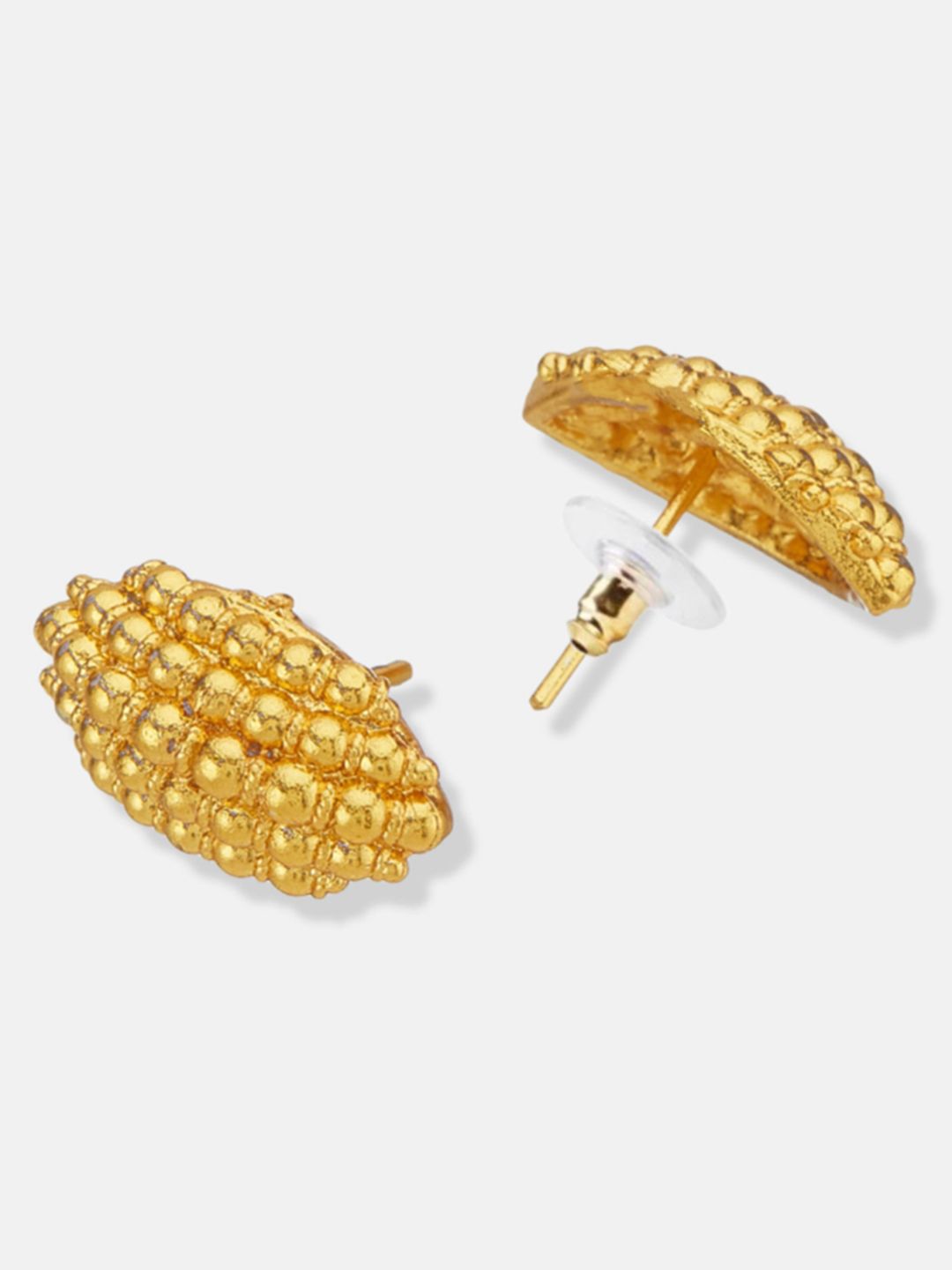 ATIBELLE Gold Plated Contemporary Textured Studded Earrings