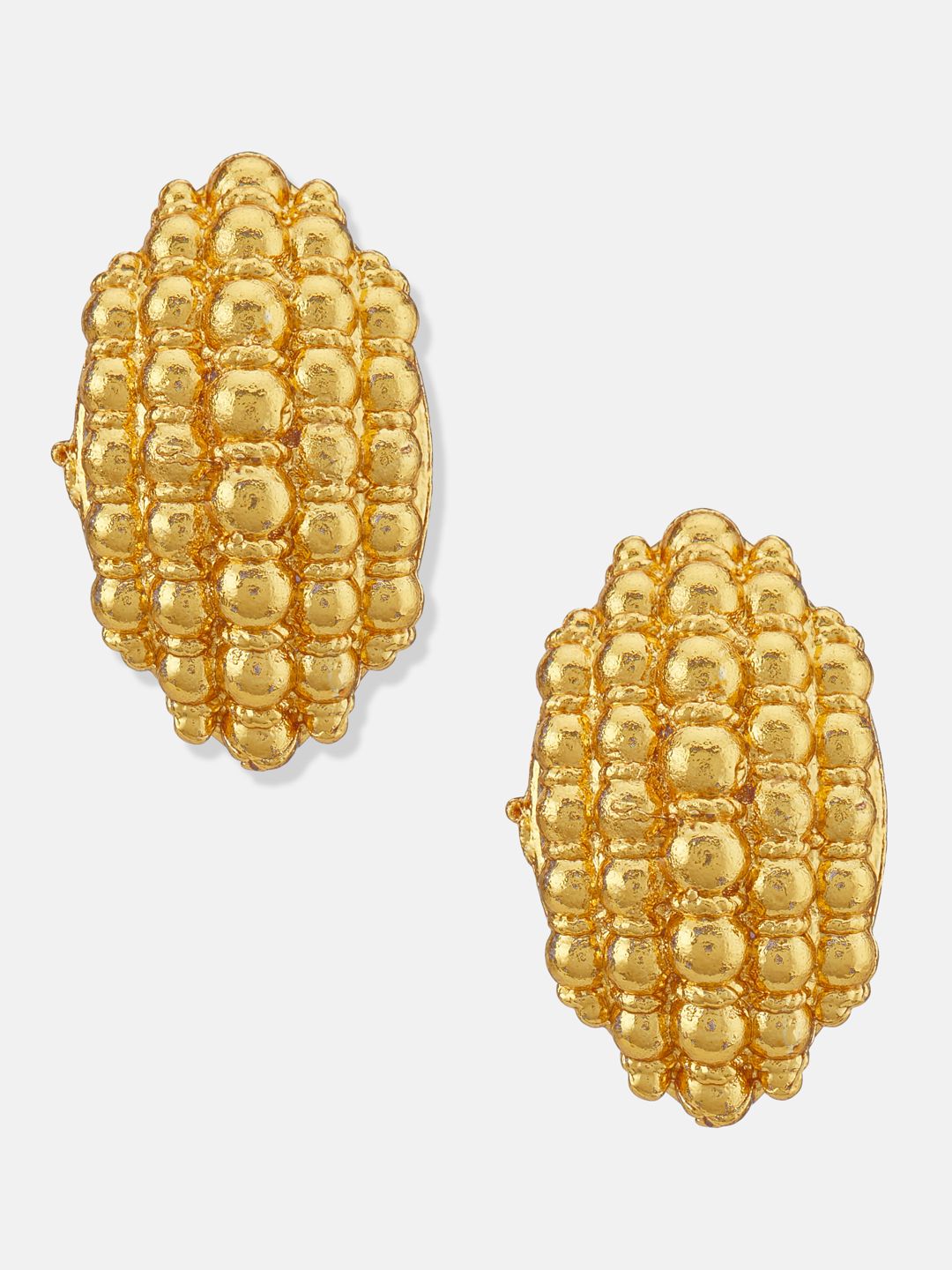ATIBELLE Gold Plated Contemporary Textured Studded Earrings