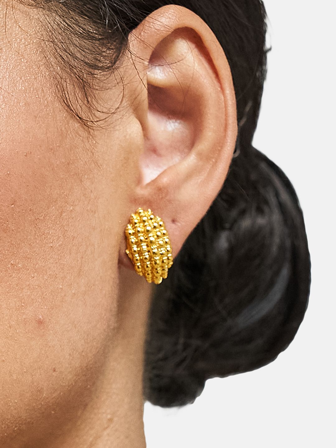 ATIBELLE Gold Plated Contemporary Textured Studded Earrings