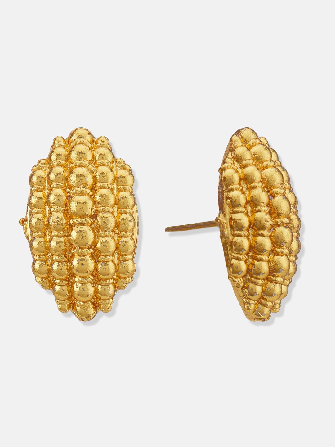 ATIBELLE Gold Plated Contemporary Textured Studded Earrings