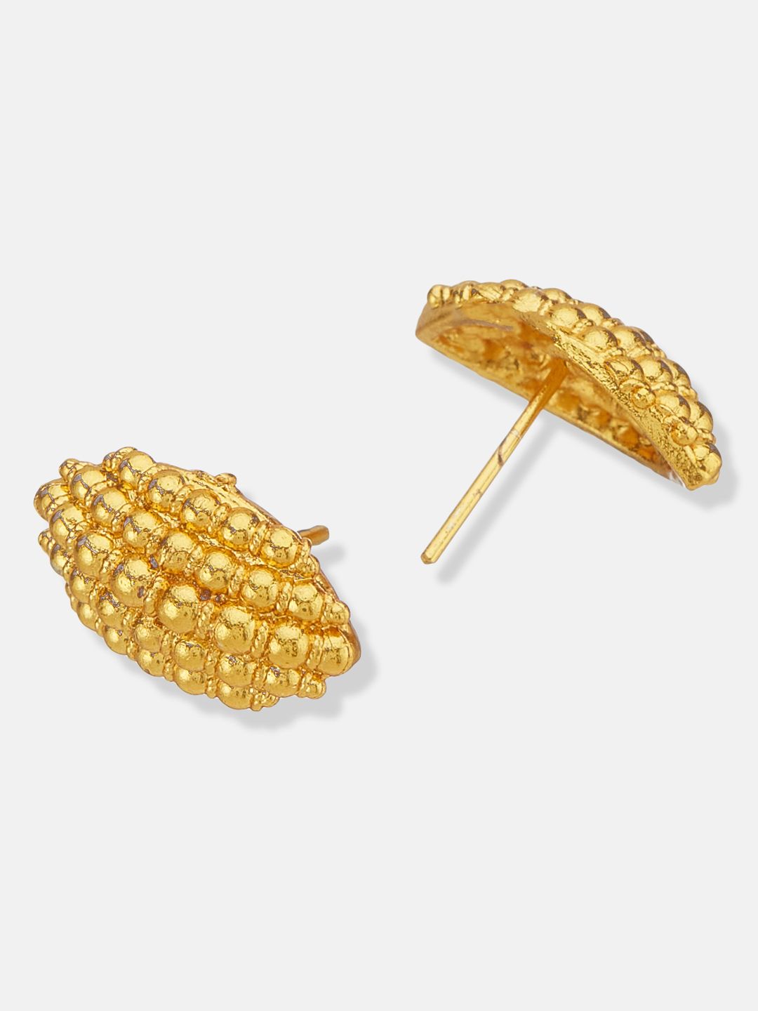ATIBELLE Gold Plated Contemporary Textured Studded Earrings