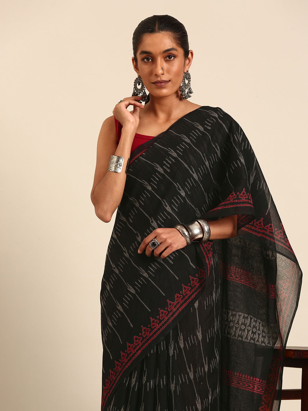 Taavi Chuna Patri Print Pure Kota Cotton Saree-image-8