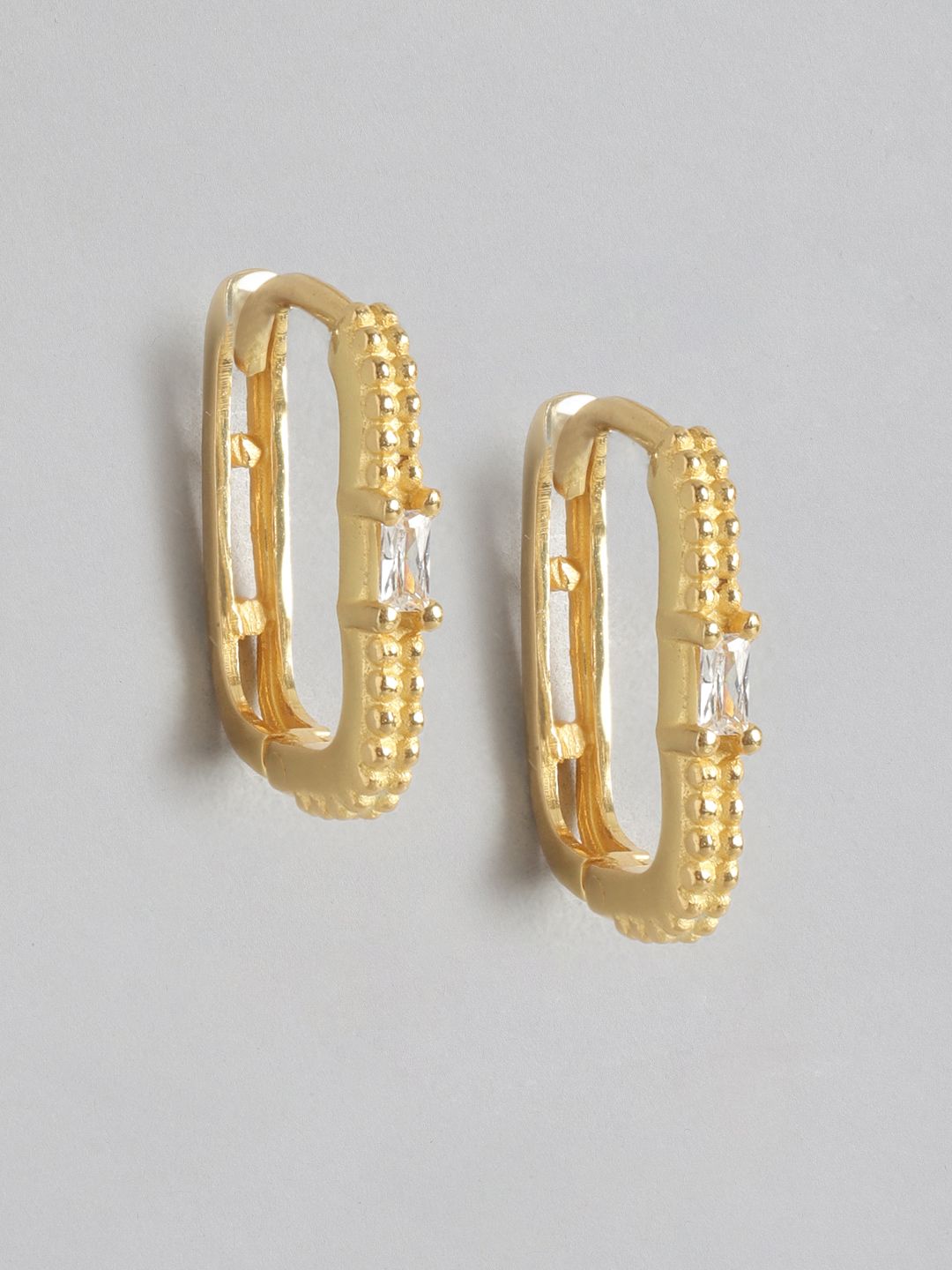 Carlton London Gold-Plated CZ Square Hoop Earrings-picture-34