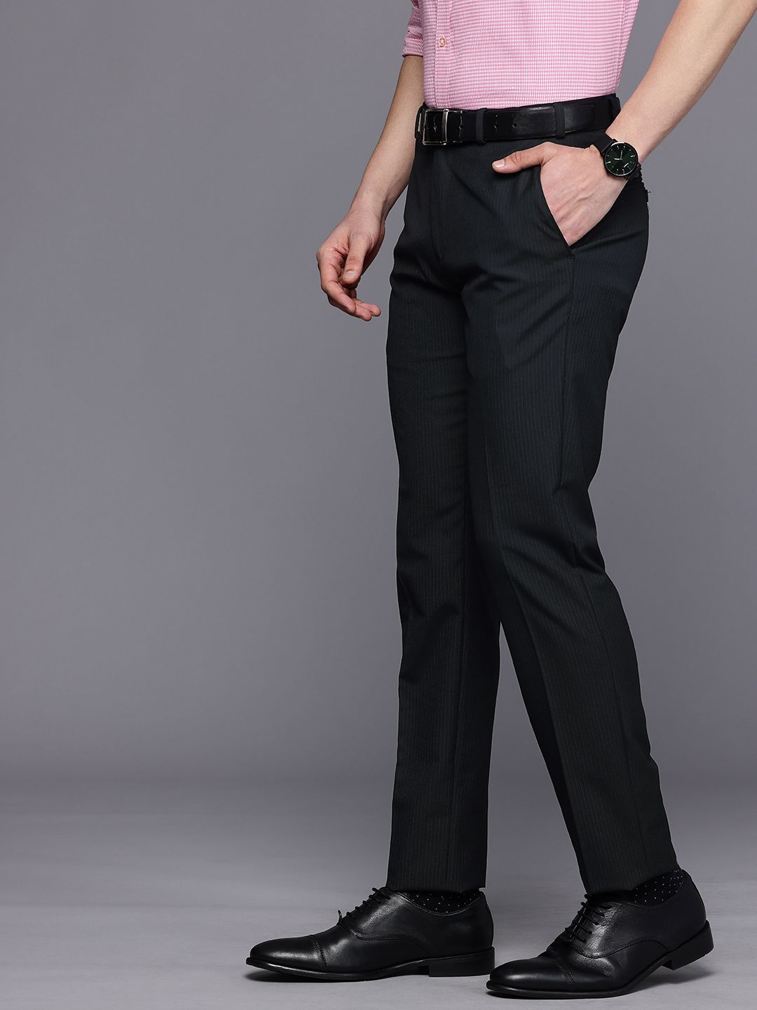 Raymond Men Striped Slim Fit Formal Trousers-picture-10