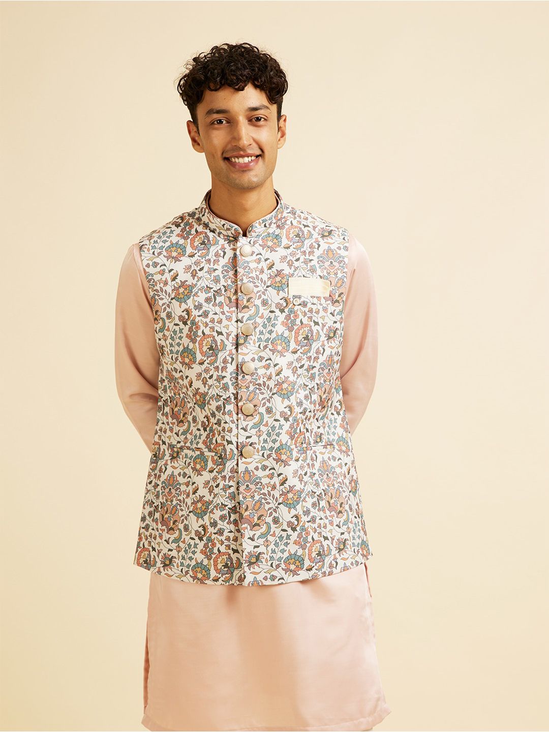 Manyavar Printed Woven Nehru Jacket-picture-55