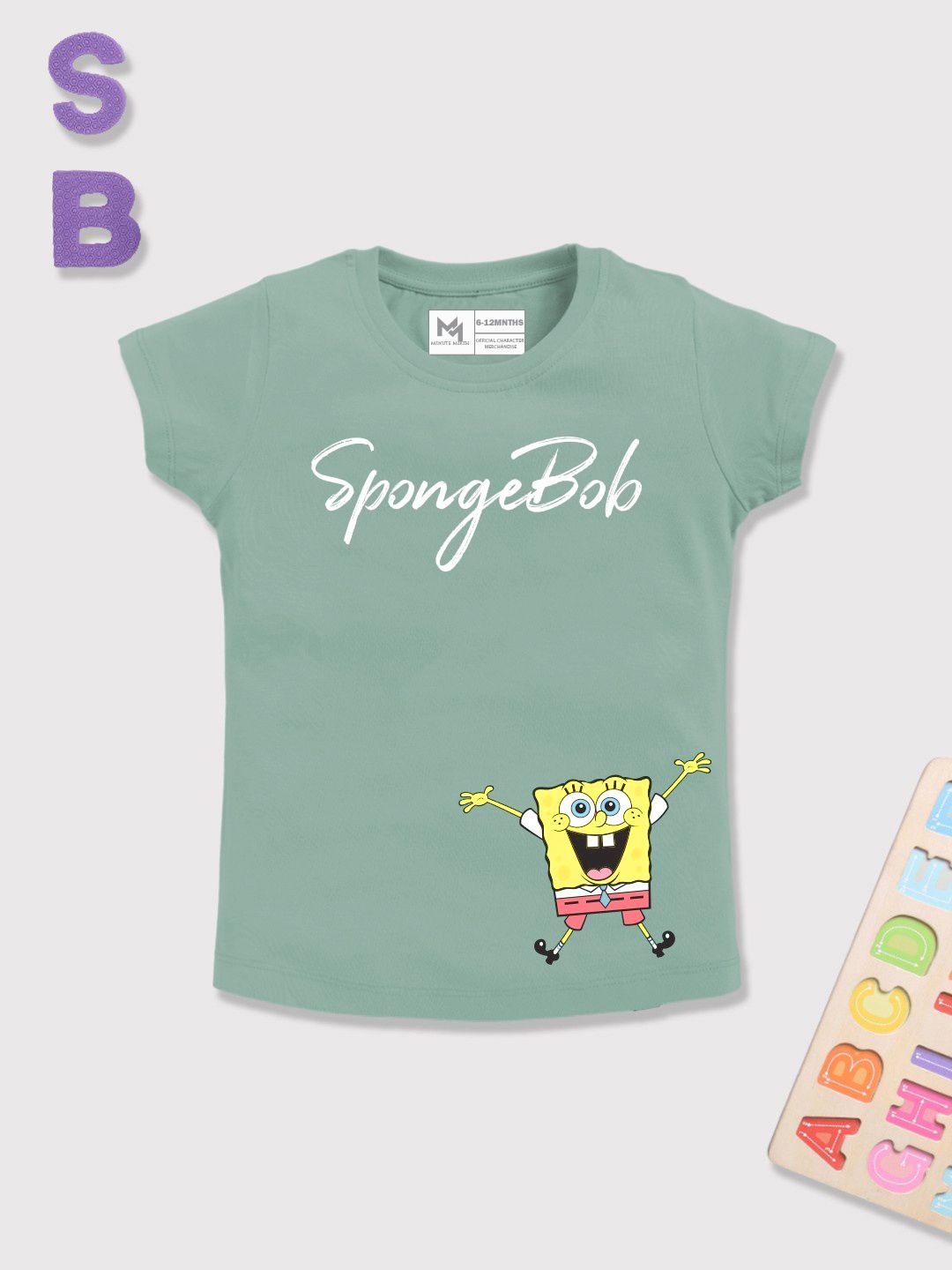 YK X Minute Mirth Infant Girls Spongebob Printed Pure Cotton T-shirt-picture-29