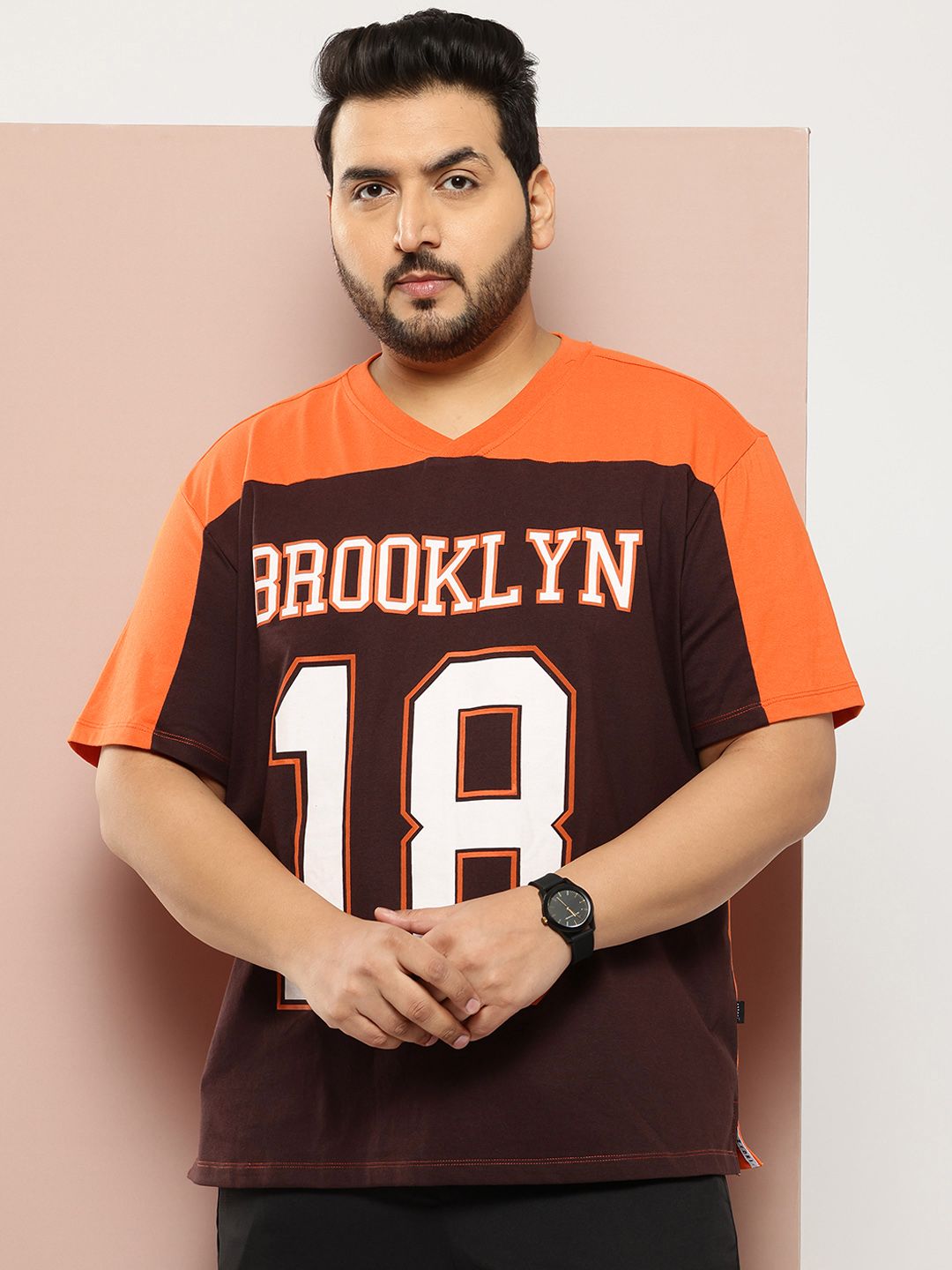 Sztori Men Plus Size Typography Colourblocked Pure Cotton T-shirt-picture-38