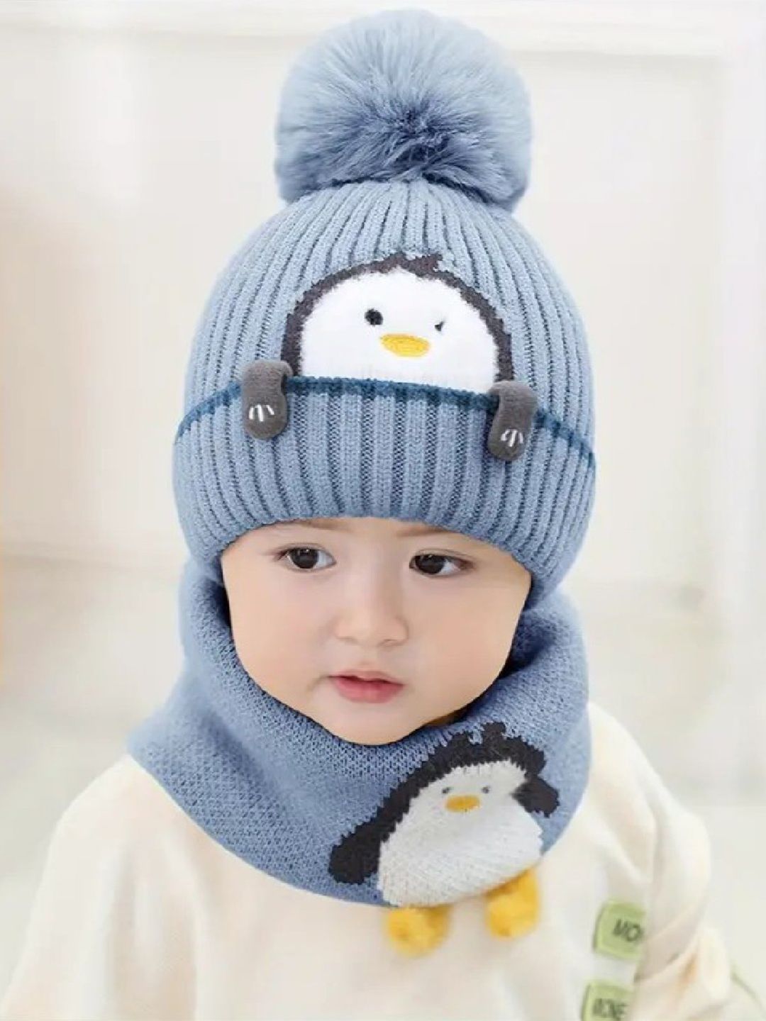 Poftik Kids Winter Hat & Scarf Set Warmer with Pom Pom-picture-28