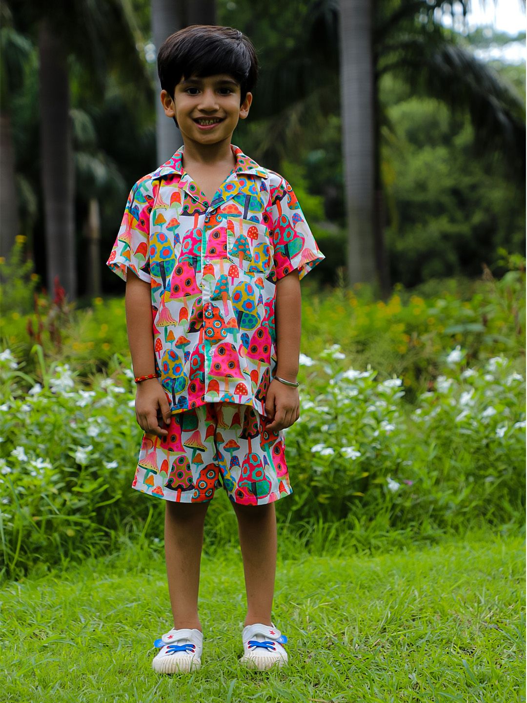 Stuffie Land Boys Printed Pure Cotton Shirt With Shorts-picture-38