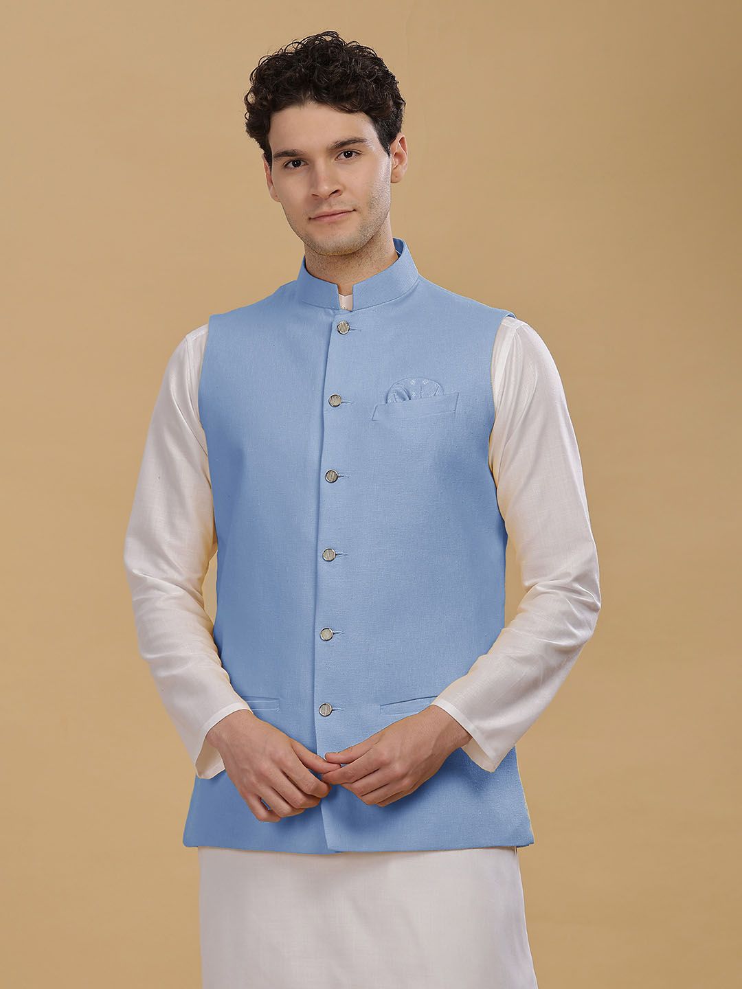Anouk Woven Cotton Nehru Jacket-picture-36